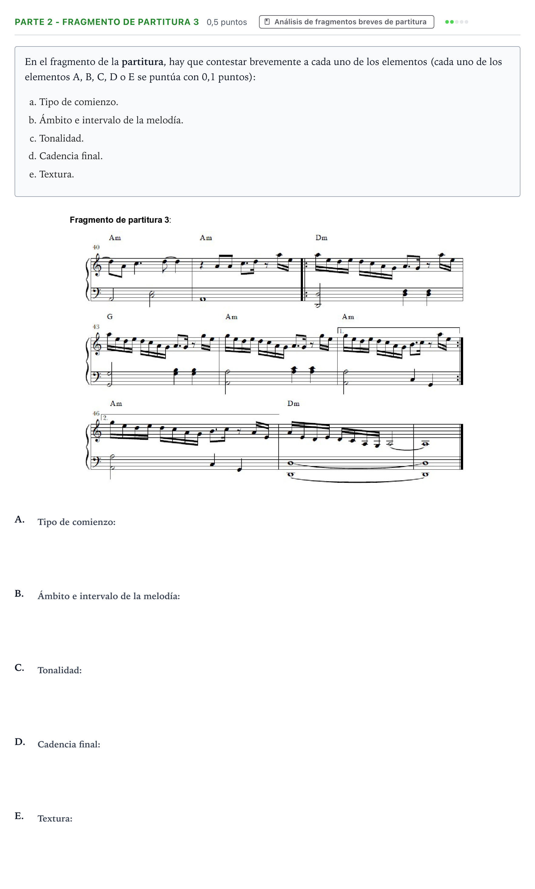 Enunciado: Ejercicio Parte 2 - Fragmento de partitura 3 · Análisis Musical II PAU Aragón Extraordinaria 2025