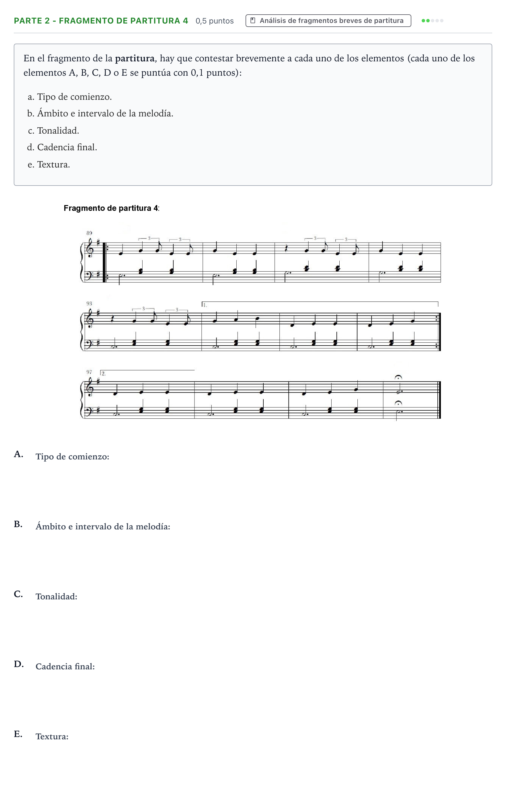 Enunciado: Ejercicio Parte 2 - Fragmento de partitura 4 · Análisis Musical II PAU Aragón Extraordinaria 2025