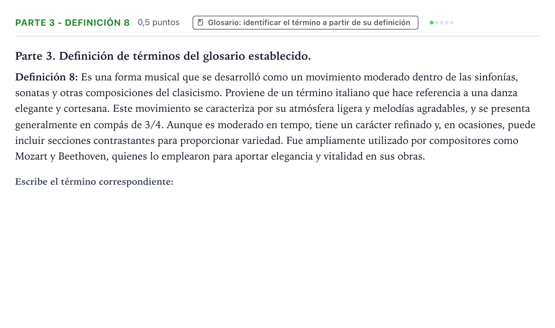 Enunciado: Ejercicio Parte 3 - Definición 8 · Análisis Musical II PAU Aragón Extraordinaria 2025