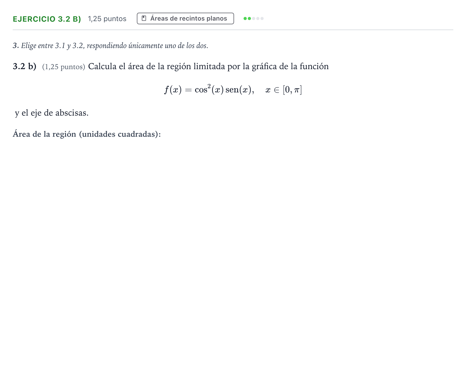 Enunciado: Ejercicio 3.2 b) · Matemáticas II PAU Aragón Ordinaria 2025