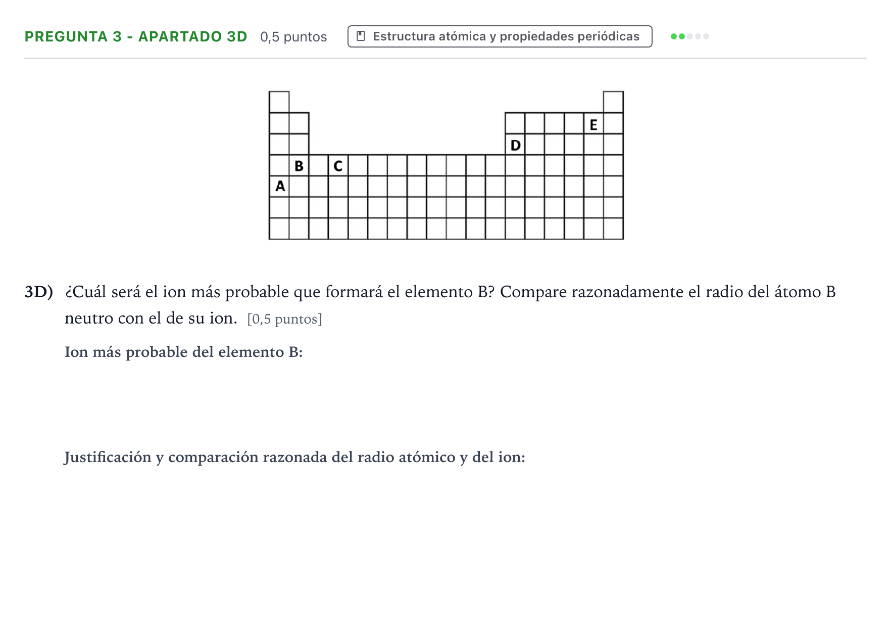 Enunciado: Pregunta 3 - Apartado 3D · Química PAU Aragón Ordinaria 2025