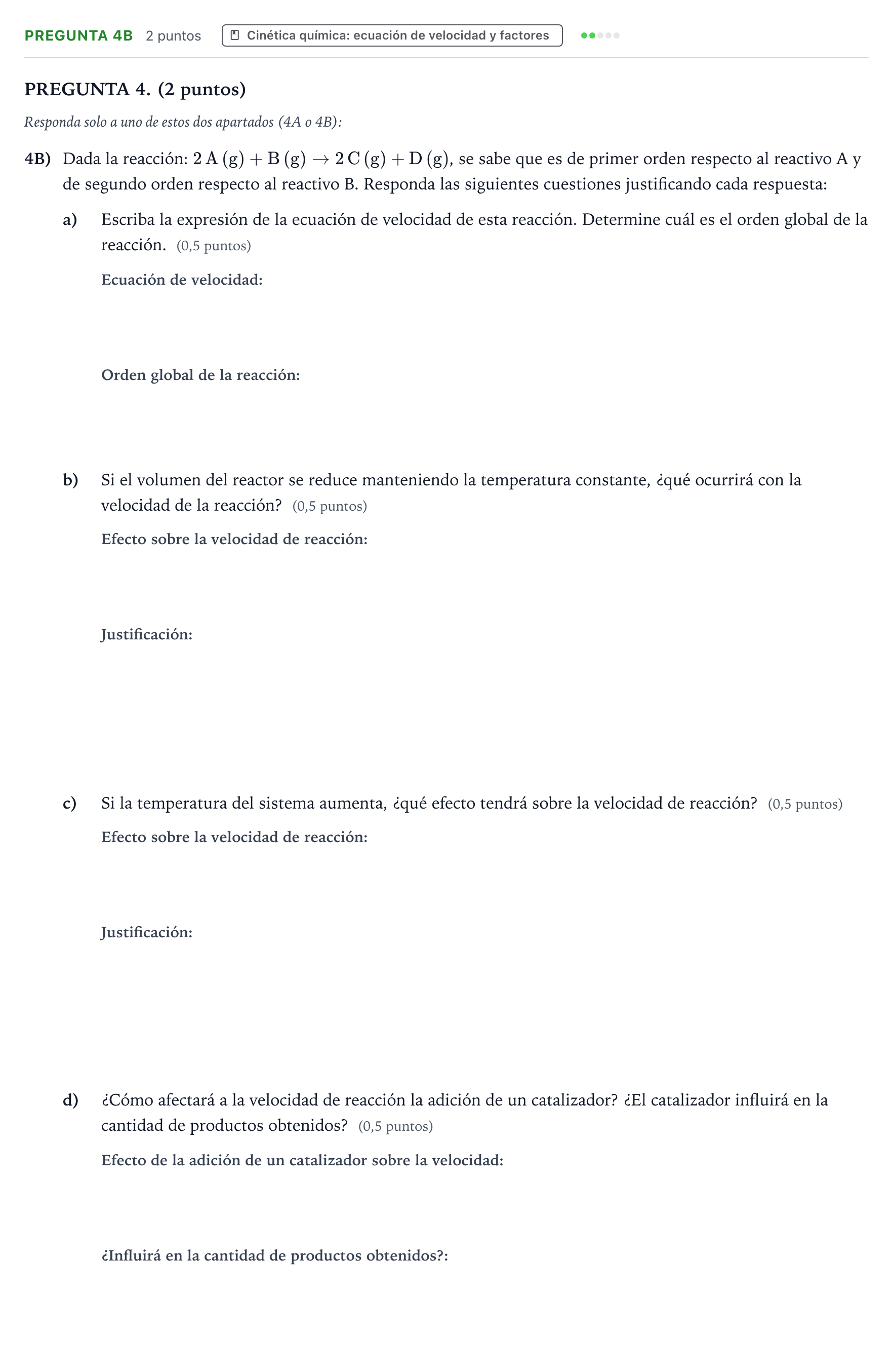 Enunciado: Pregunta 4B · Química PAU Aragón Ordinaria 2025