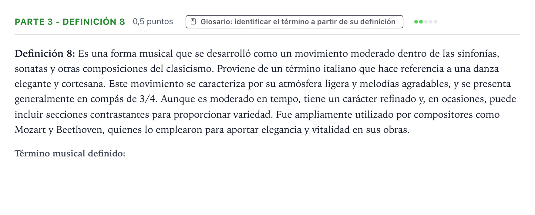 Enunciado: Ejercicio Parte 3 - Definición 8 · Análisis Musical II PAU Aragón Ordinaria 2025
