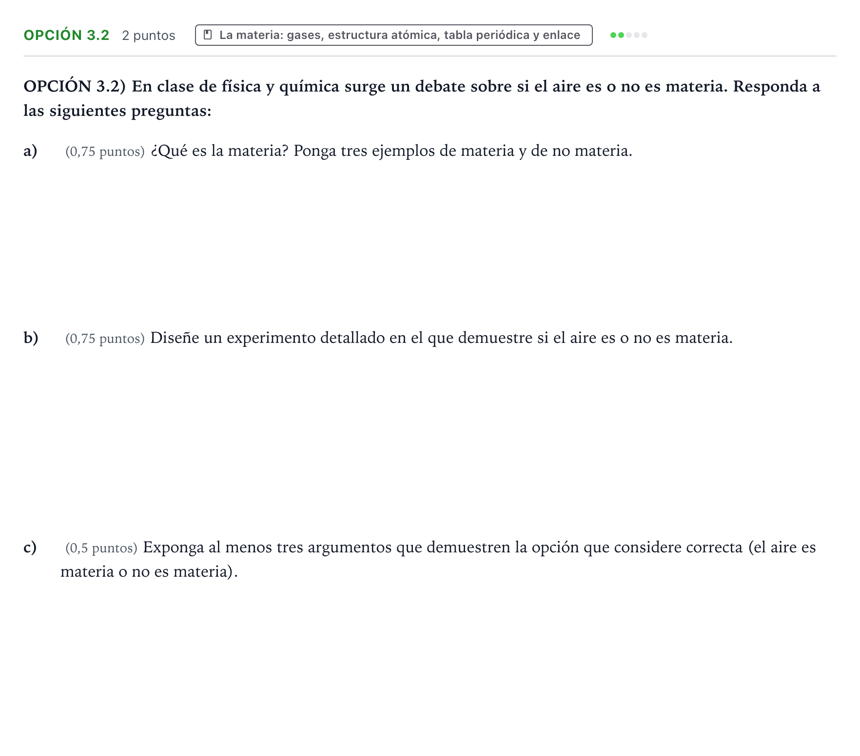 Enunciado: Opción 3.2 · Ciencias Generales PAU Aragón Ordinaria 2025