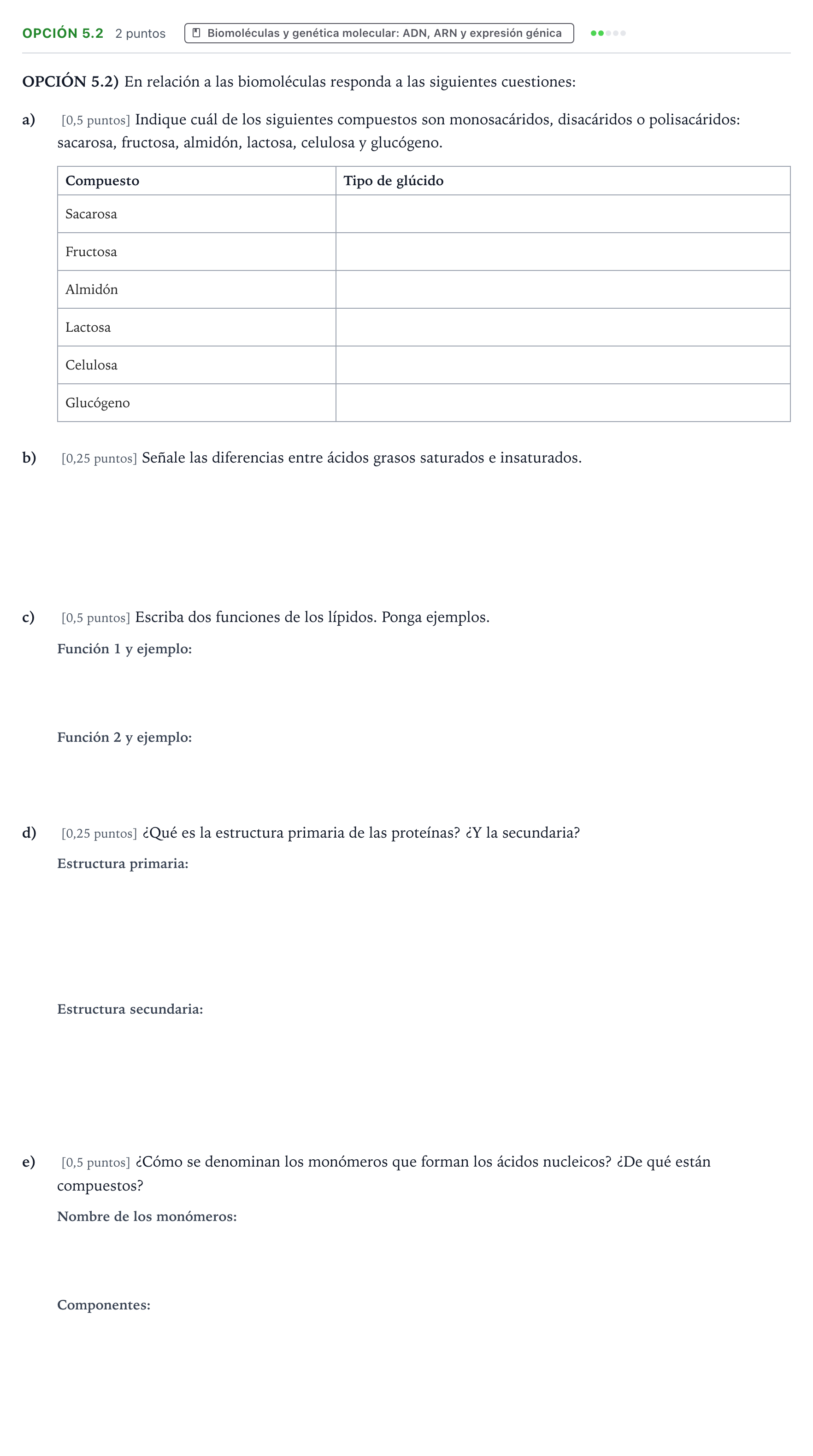 Enunciado: Opción 5.2 · Ciencias Generales PAU Aragón Ordinaria 2025