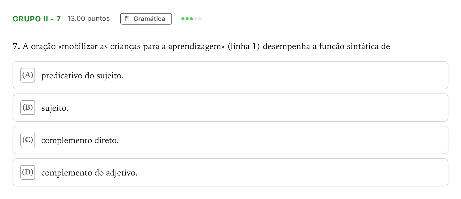 Enunciado: Grupo II - 7 · Exame Nacional Português 2.ª fase 2026
