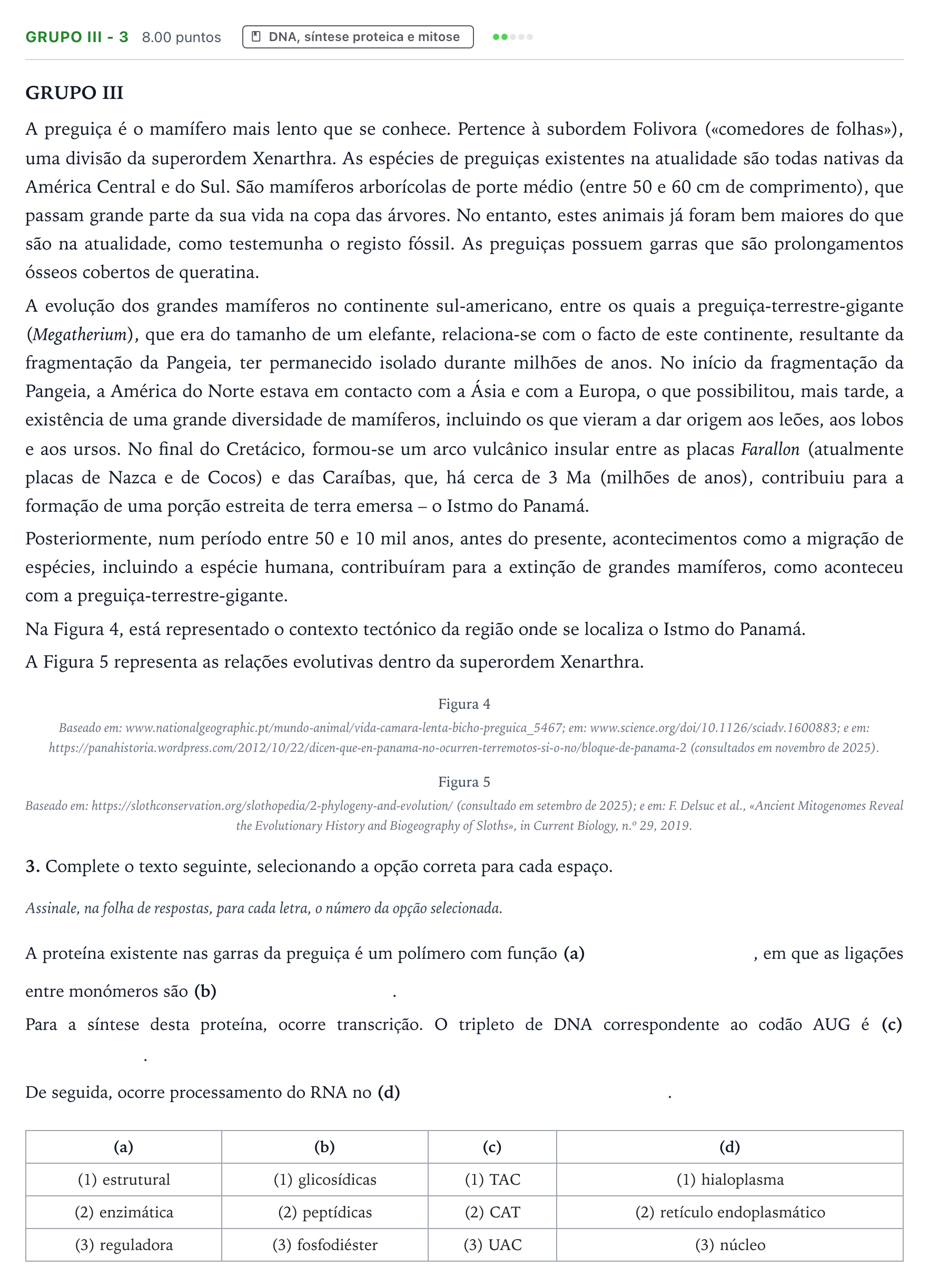 Enunciado: Grupo III - 3 · Exame Nacional Biologia e Geologia Época especial 2026
