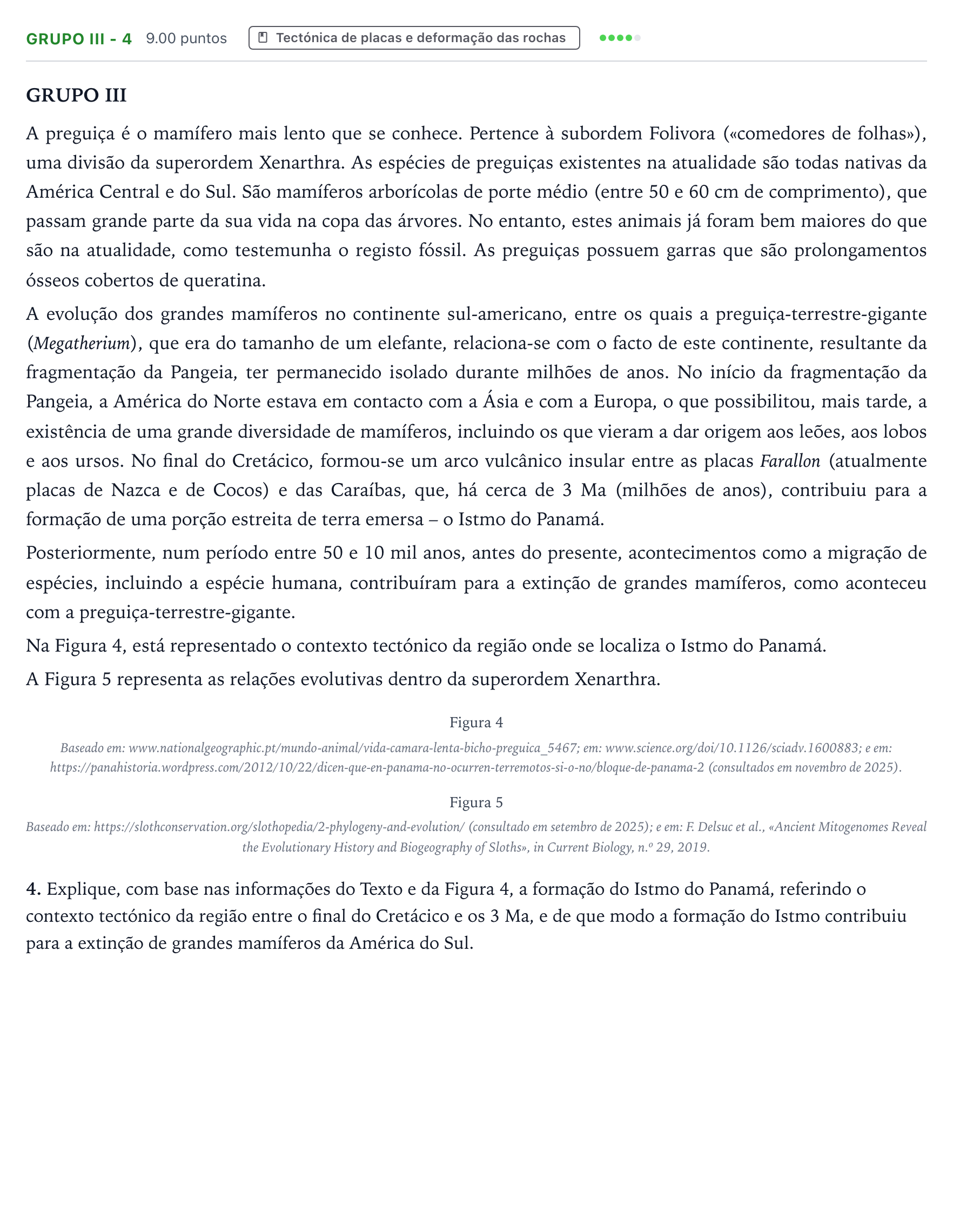 Enunciado: Grupo III - 4 · Exame Nacional Biologia e Geologia Época especial 2026