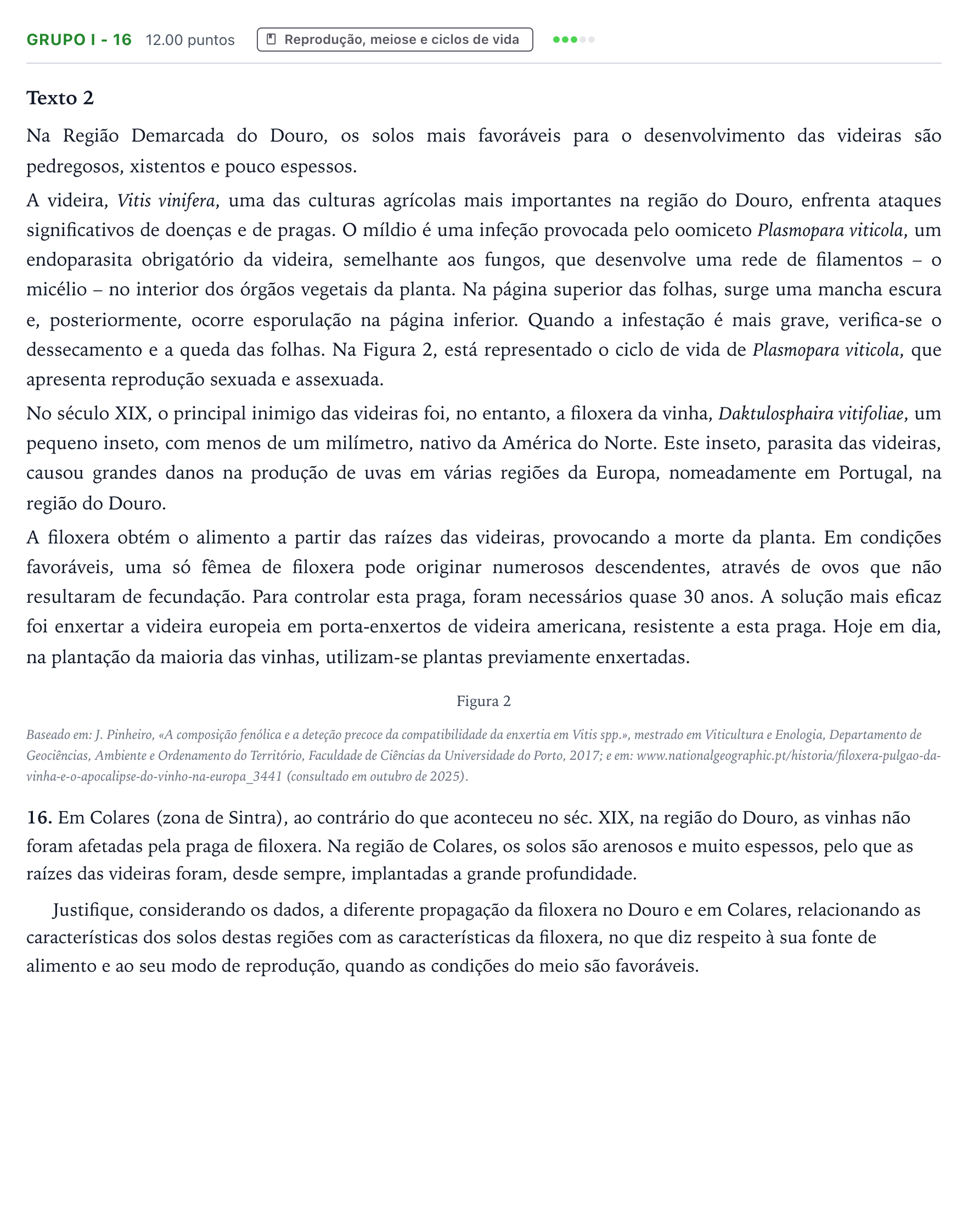 Enunciado: Grupo I - 16 · Exame Nacional Biologia e Geologia Época especial 2026
