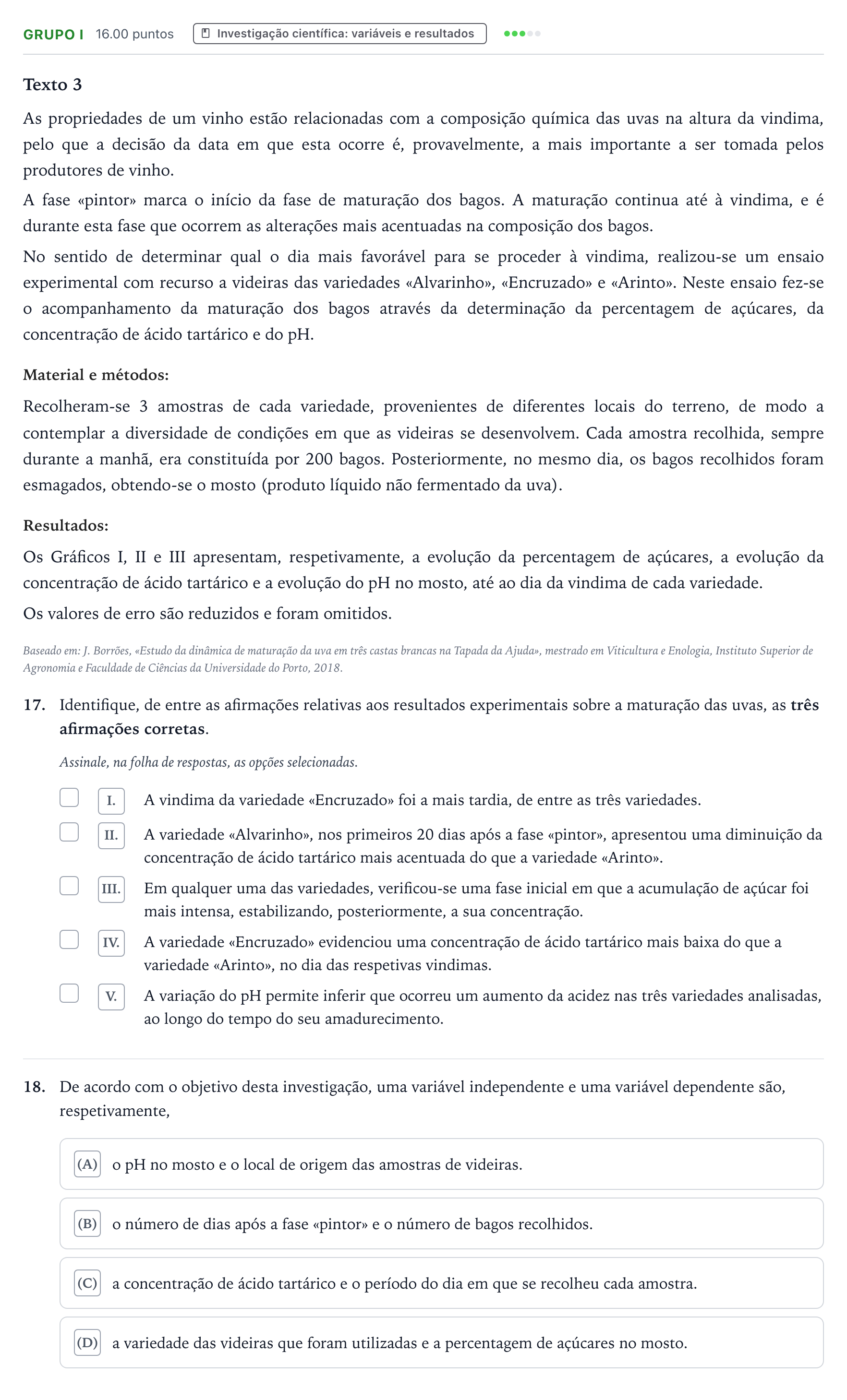 Enunciado: Grupo I · Exame Nacional Biologia e Geologia Época especial 2026