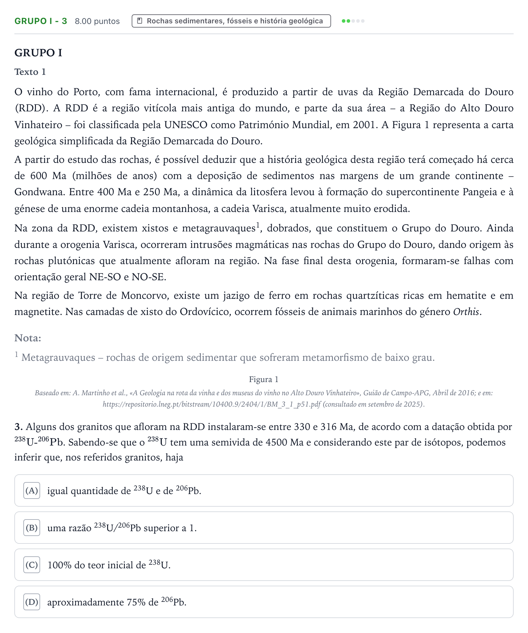 Enunciado: Grupo I - 3 · Exame Nacional Biologia e Geologia Época especial 2026