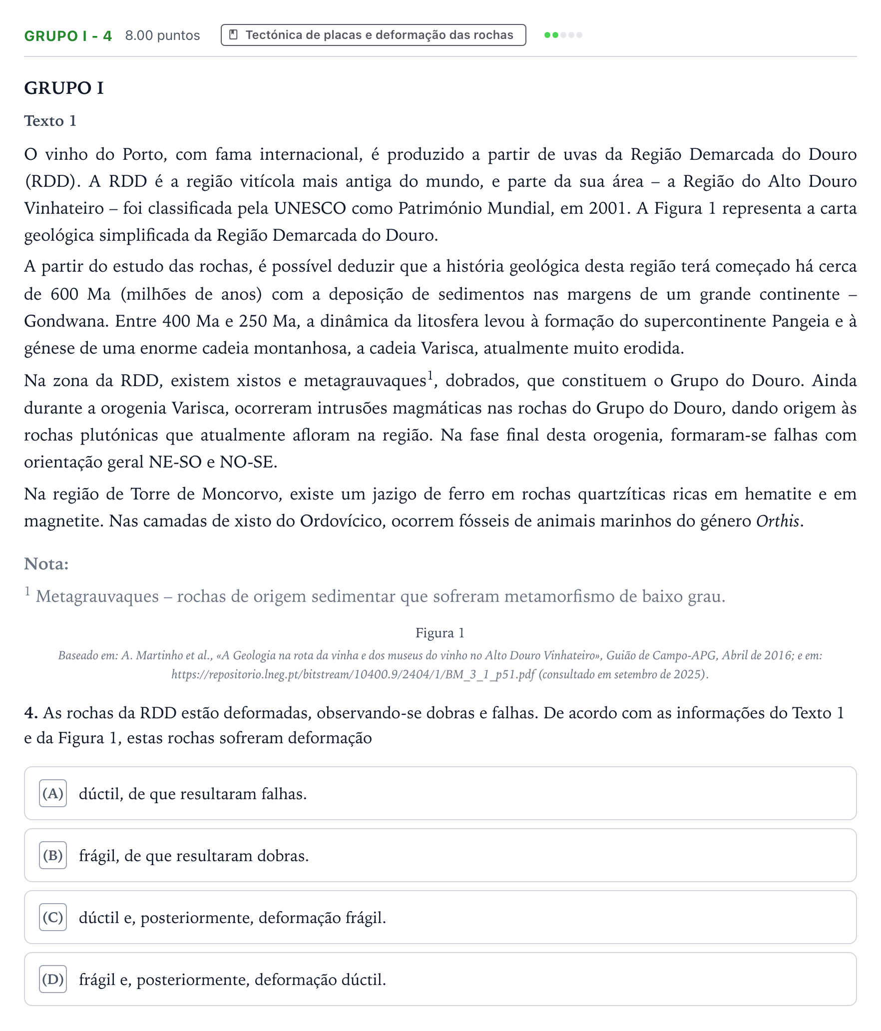 Enunciado: Grupo I - 4 · Exame Nacional Biologia e Geologia Época especial 2026