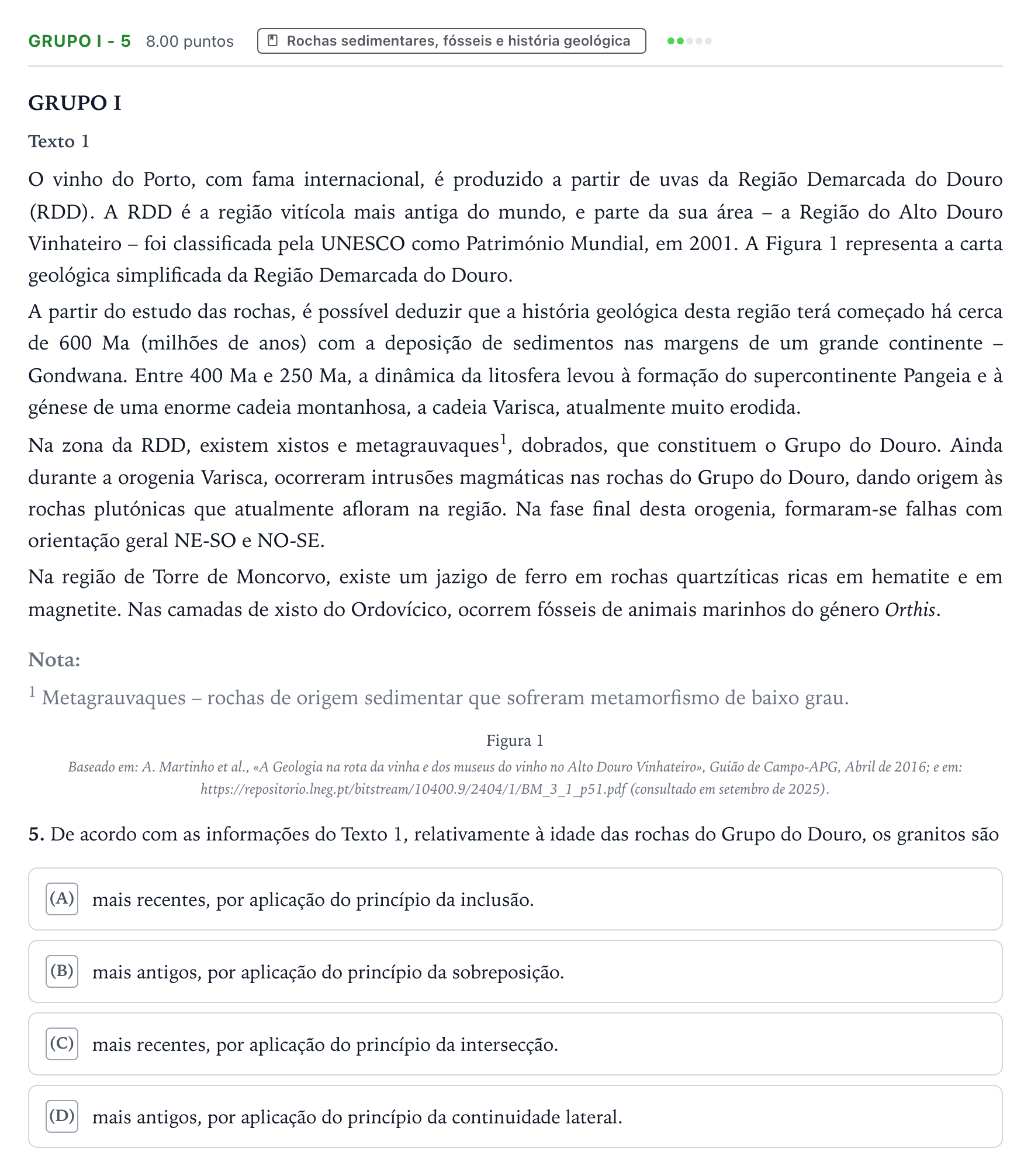 Enunciado: Grupo I - 5 · Exame Nacional Biologia e Geologia Época especial 2026