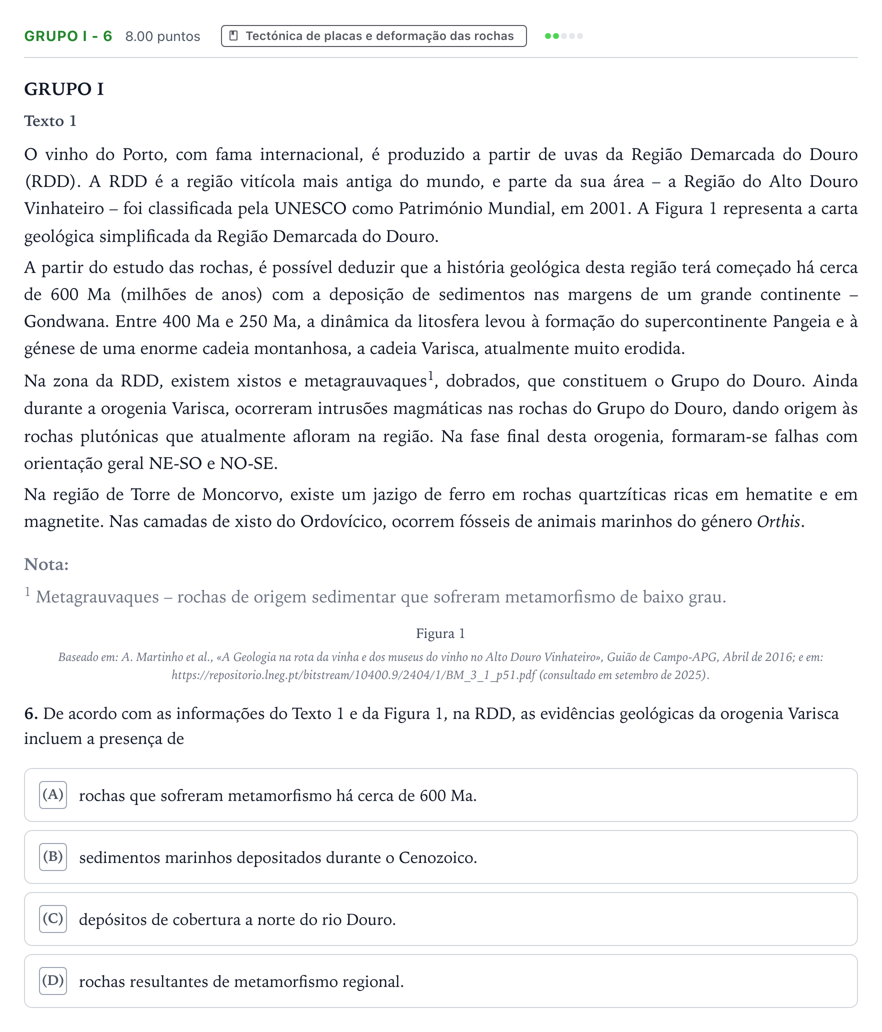 Enunciado: Grupo I - 6 · Exame Nacional Biologia e Geologia Época especial 2026