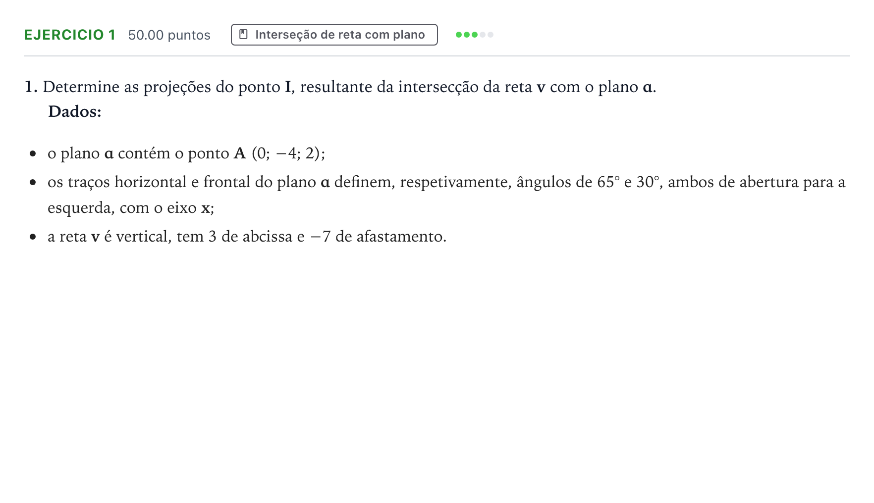 Enunciado: Exercício 1 · Exame Nacional Geometria Descritiva A Época especial 2026