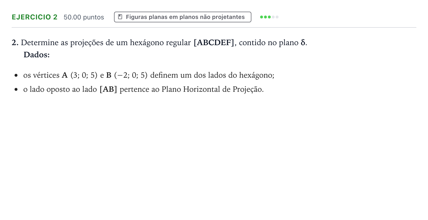Enunciado: Exercício 2 · Exame Nacional Geometria Descritiva A Época especial 2026
