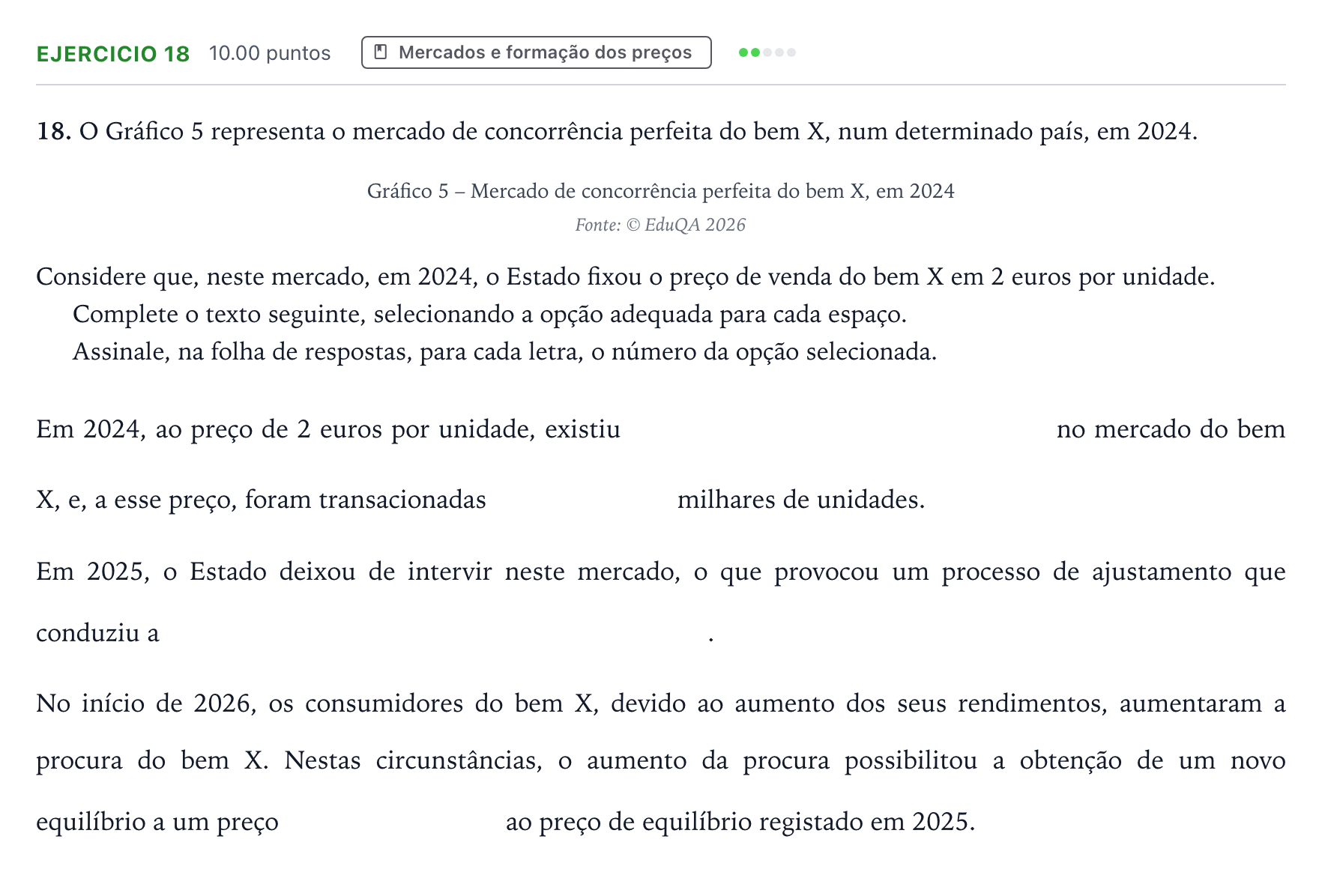 Enunciado: Exercício 18 · Exame Nacional Economia A Época especial 2026