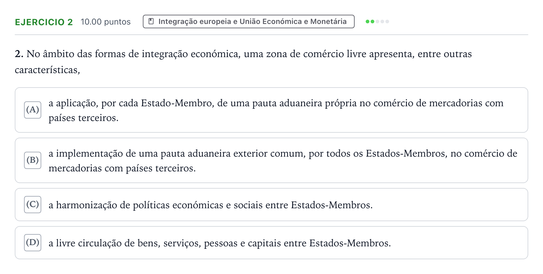 Enunciado: Exercício 2 · Exame Nacional Economia A Época especial 2026