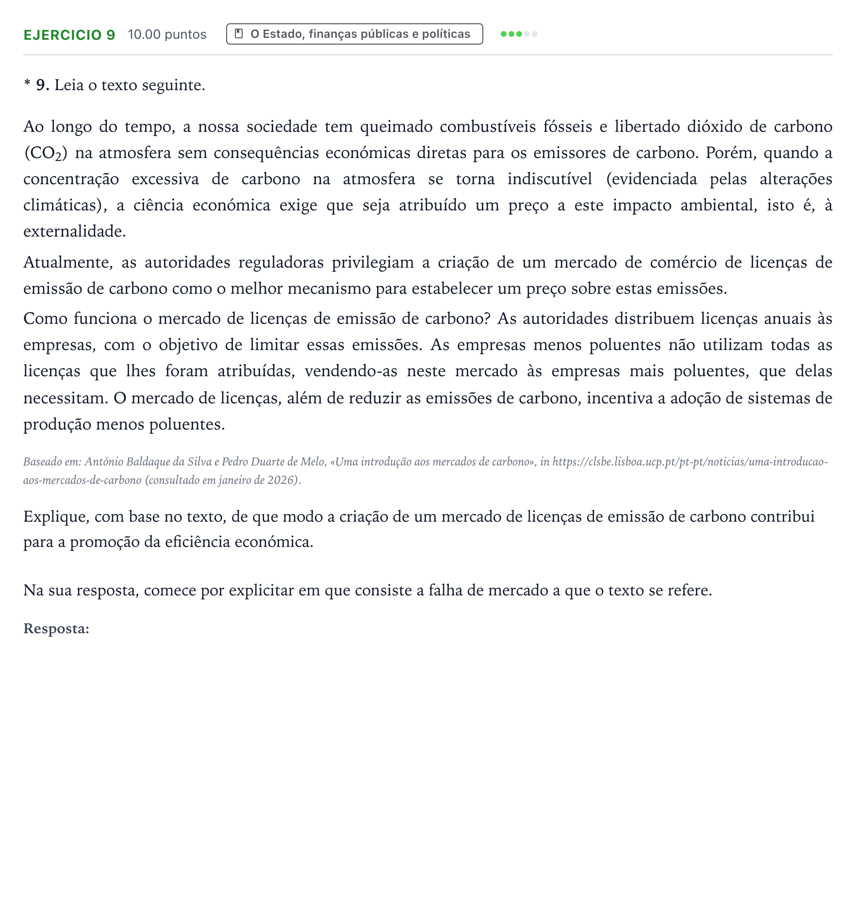 Enunciado: Exercício 9 · Exame Nacional Economia A Época especial 2026