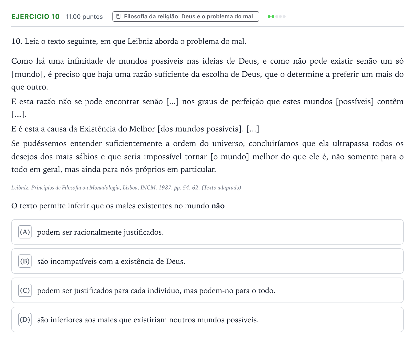 Enunciado: Exercício 10 · Exame Nacional Filosofia Época especial 2026