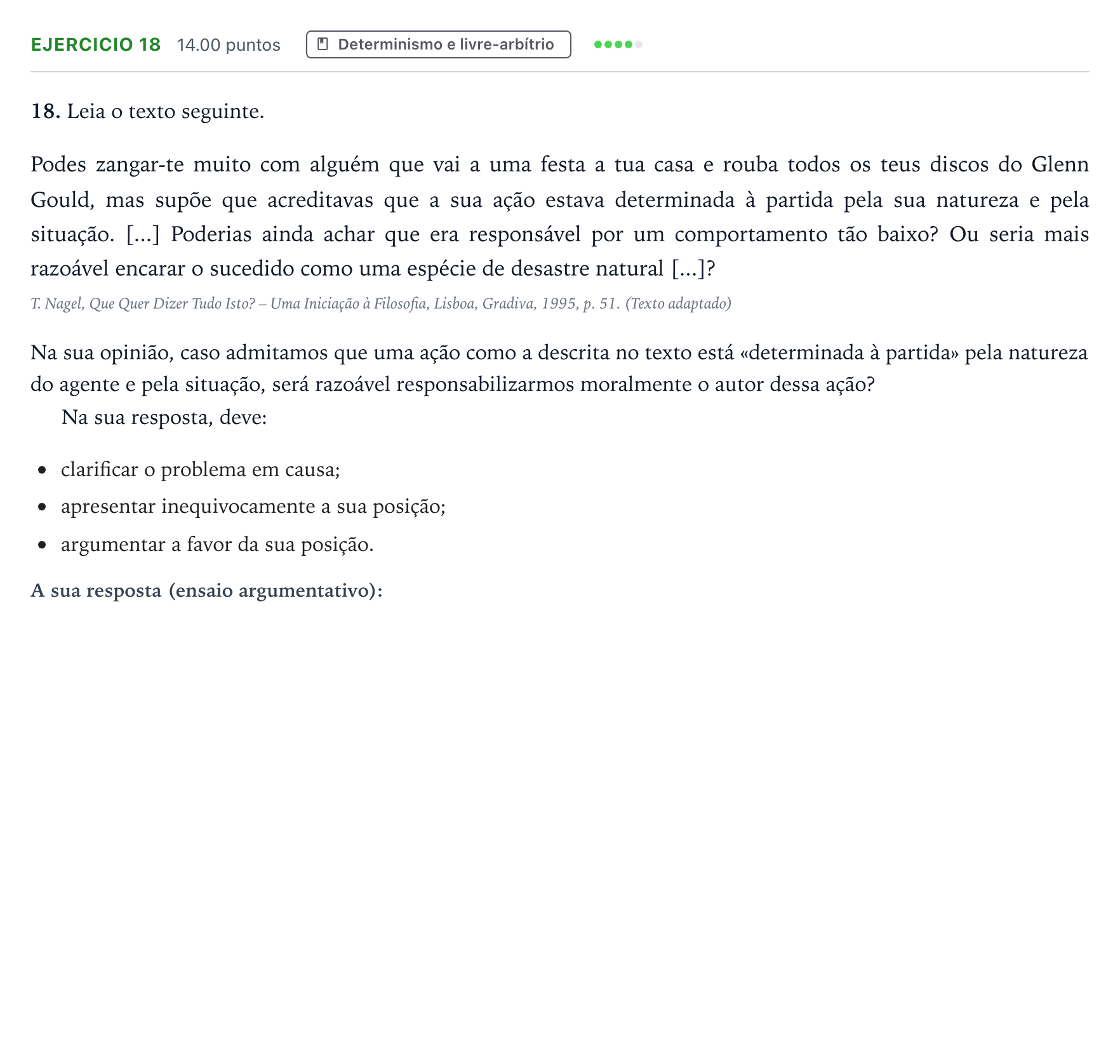 Enunciado: Exercício 18 · Exame Nacional Filosofia Época especial 2026