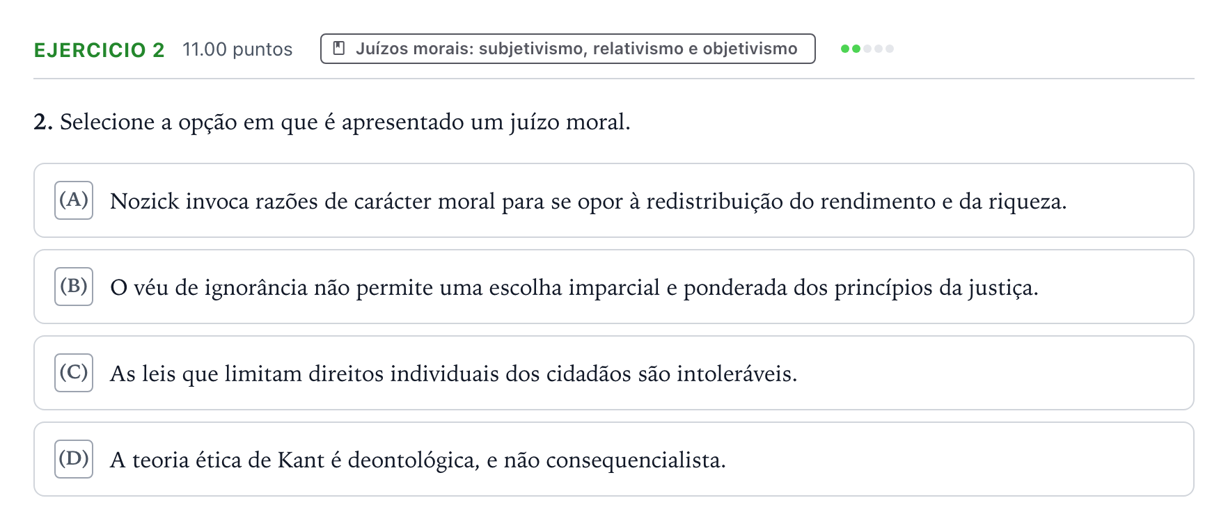 Enunciado: Exercício 2 · Exame Nacional Filosofia Época especial 2026