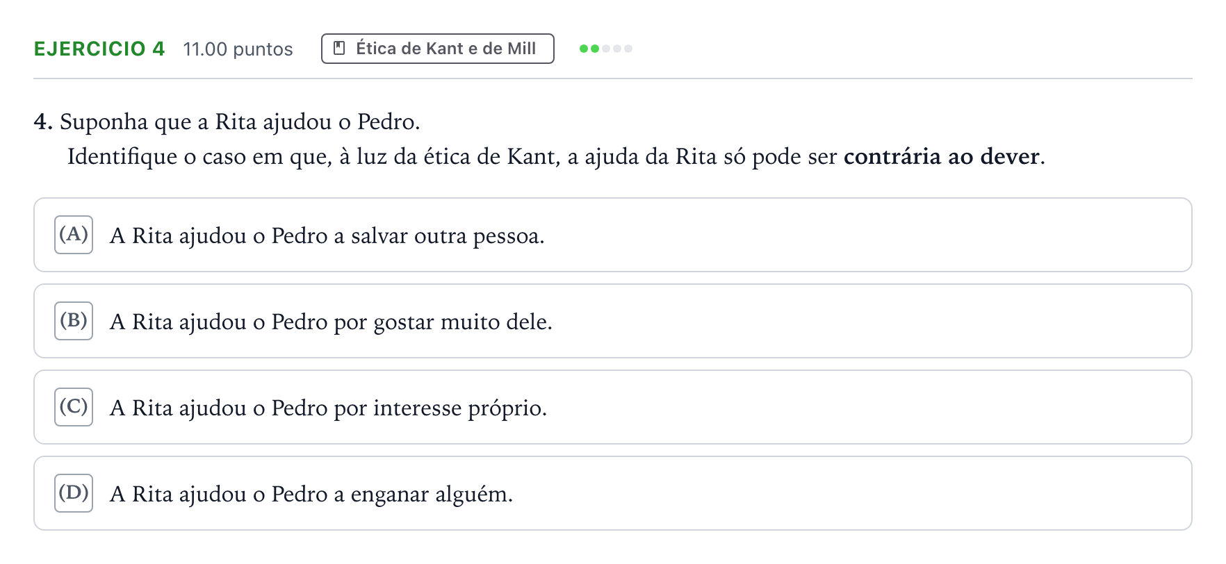 Enunciado: Exercício 4 · Exame Nacional Filosofia Época especial 2026
