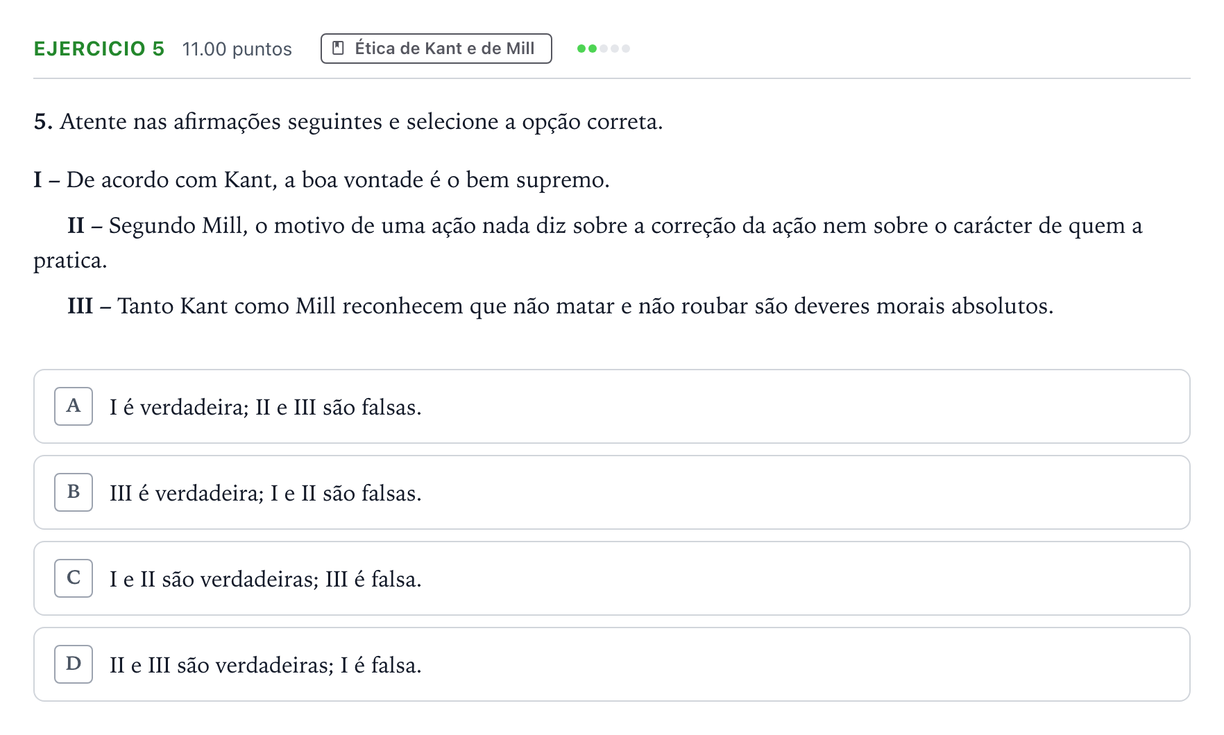 Enunciado: Exercício 5 · Exame Nacional Filosofia Época especial 2026