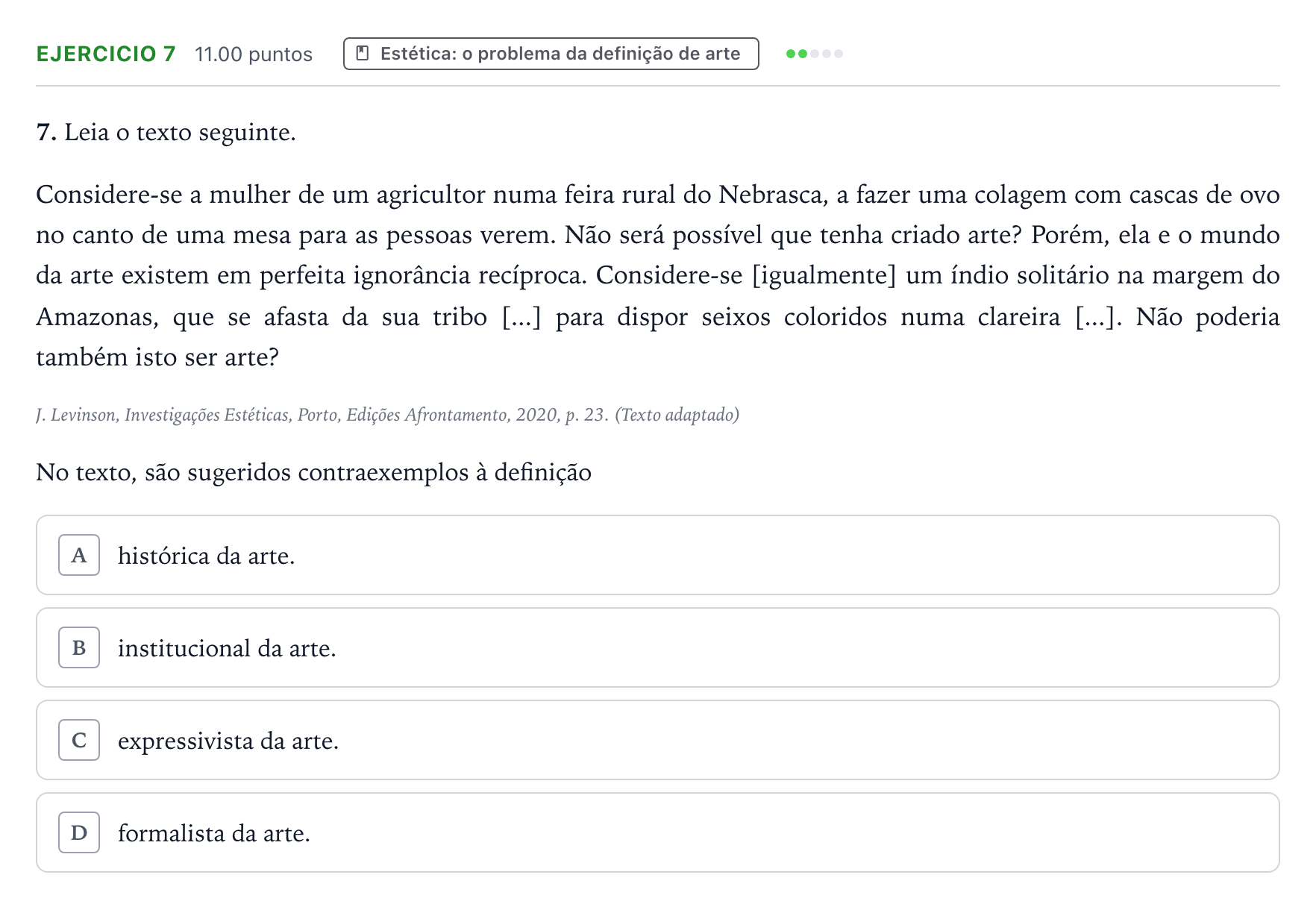 Enunciado: Exercício 7 · Exame Nacional Filosofia Época especial 2026