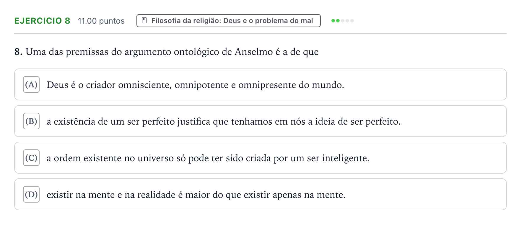 Enunciado: Exercício 8 · Exame Nacional Filosofia Época especial 2026