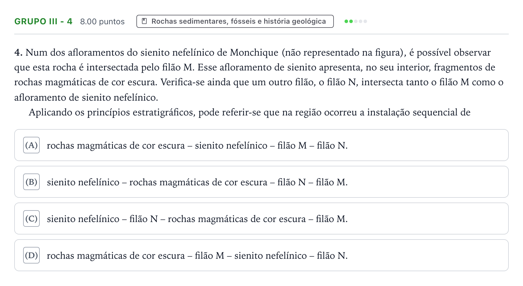 Enunciado: Grupo III - 4 · Exame Nacional Biologia e Geologia 1.ª fase 2026