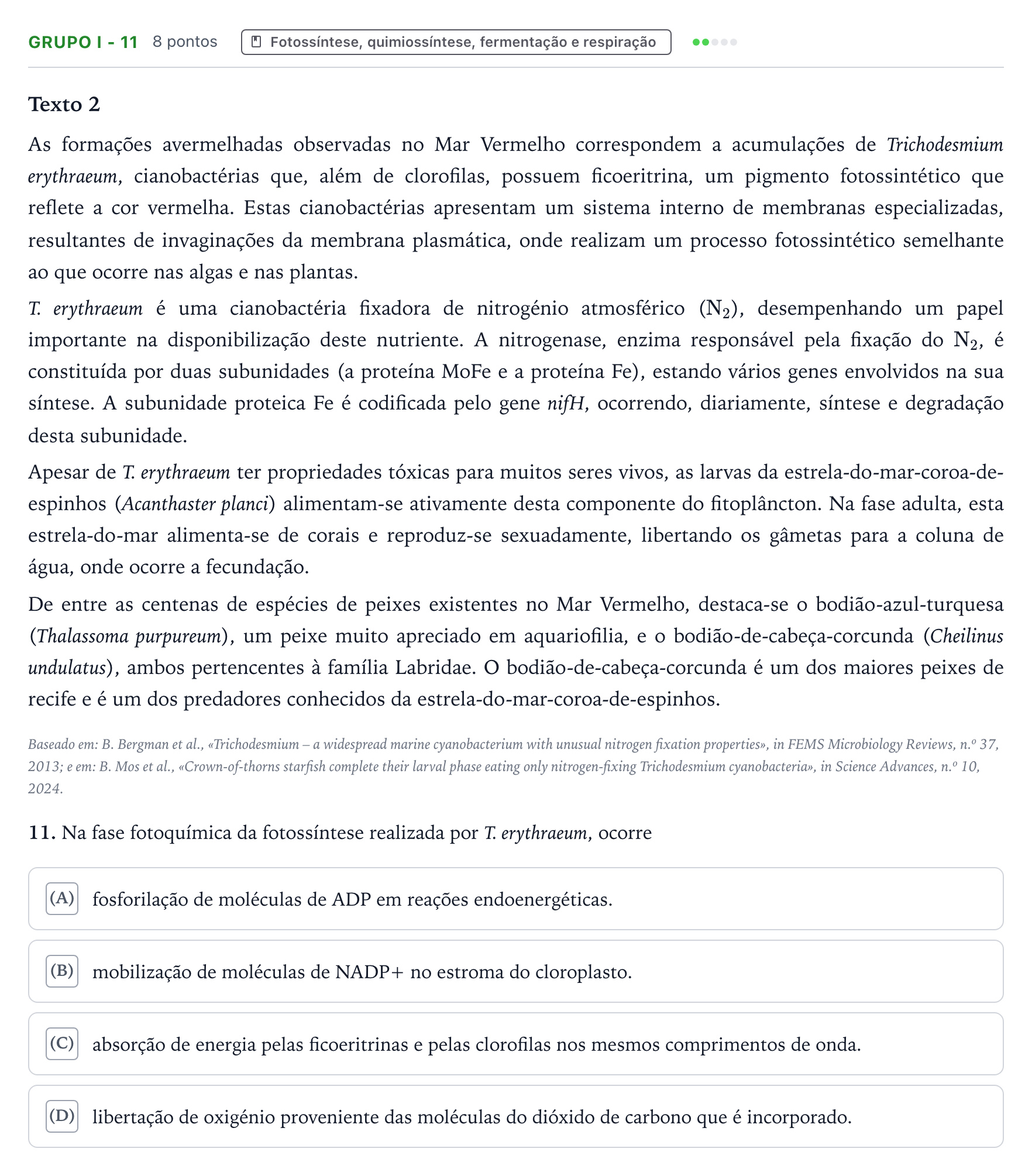 Enunciado: Grupo I - 11 · Exame Nacional Biologia e Geologia 1.ª fase 2026