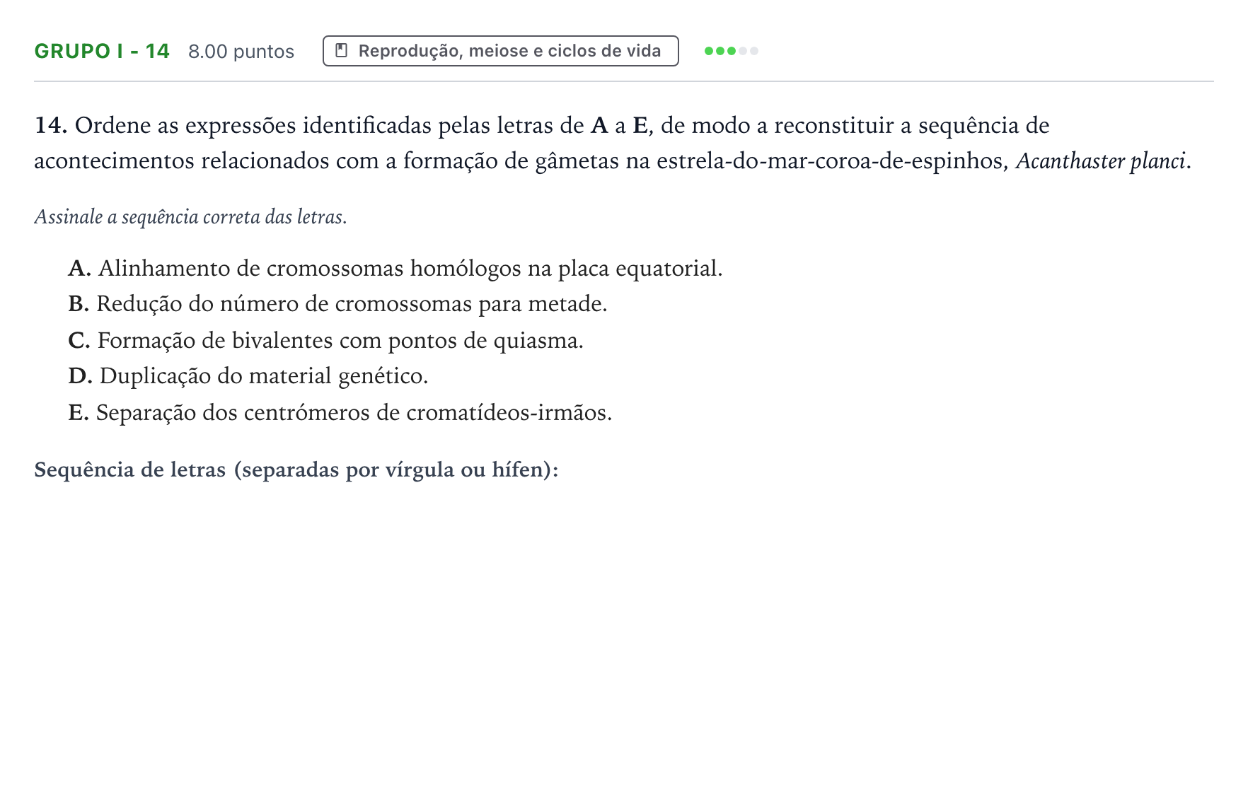 Enunciado: Grupo I - 14 · Exame Nacional Biologia e Geologia 1.ª fase 2026