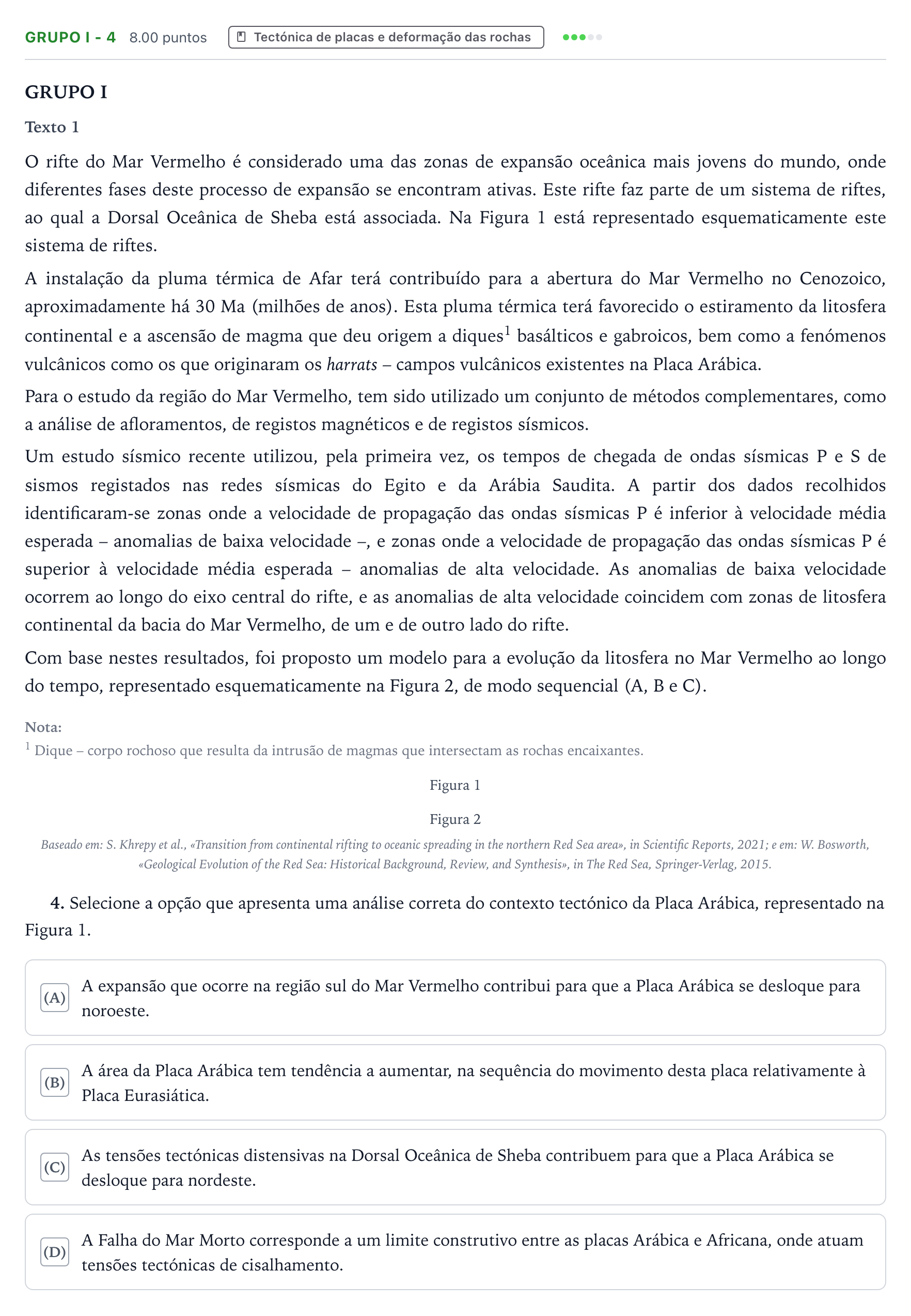 Enunciado: Grupo I - 4 · Exame Nacional Biologia e Geologia 1.ª fase 2026