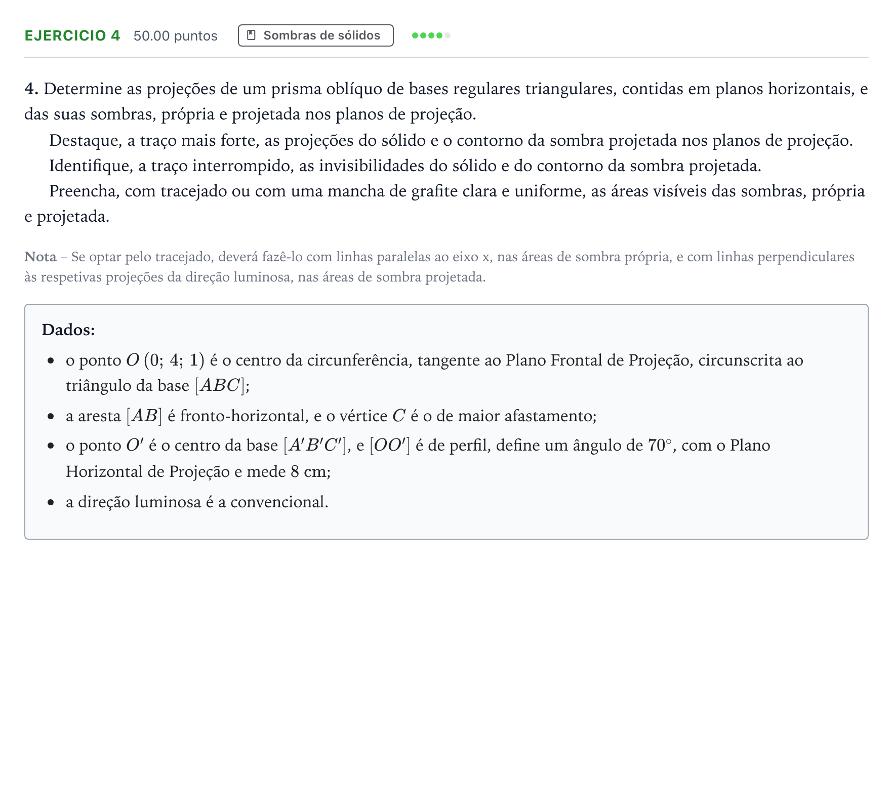 Enunciado: Exercício 4 · Exame Nacional Geometria Descritiva A 2.ª fase 2026