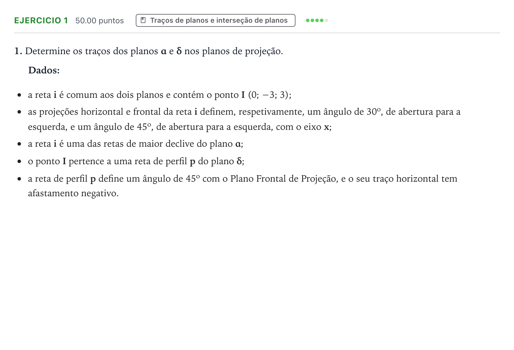 Enunciado: Exercício 1 · Exame Nacional Geometria Descritiva A 1.ª fase 2026