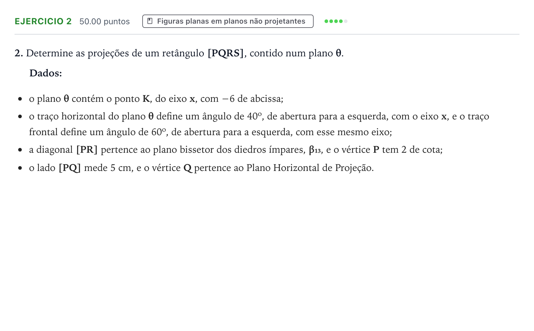 Enunciado: Exercício 2 · Exame Nacional Geometria Descritiva A 1.ª fase 2026