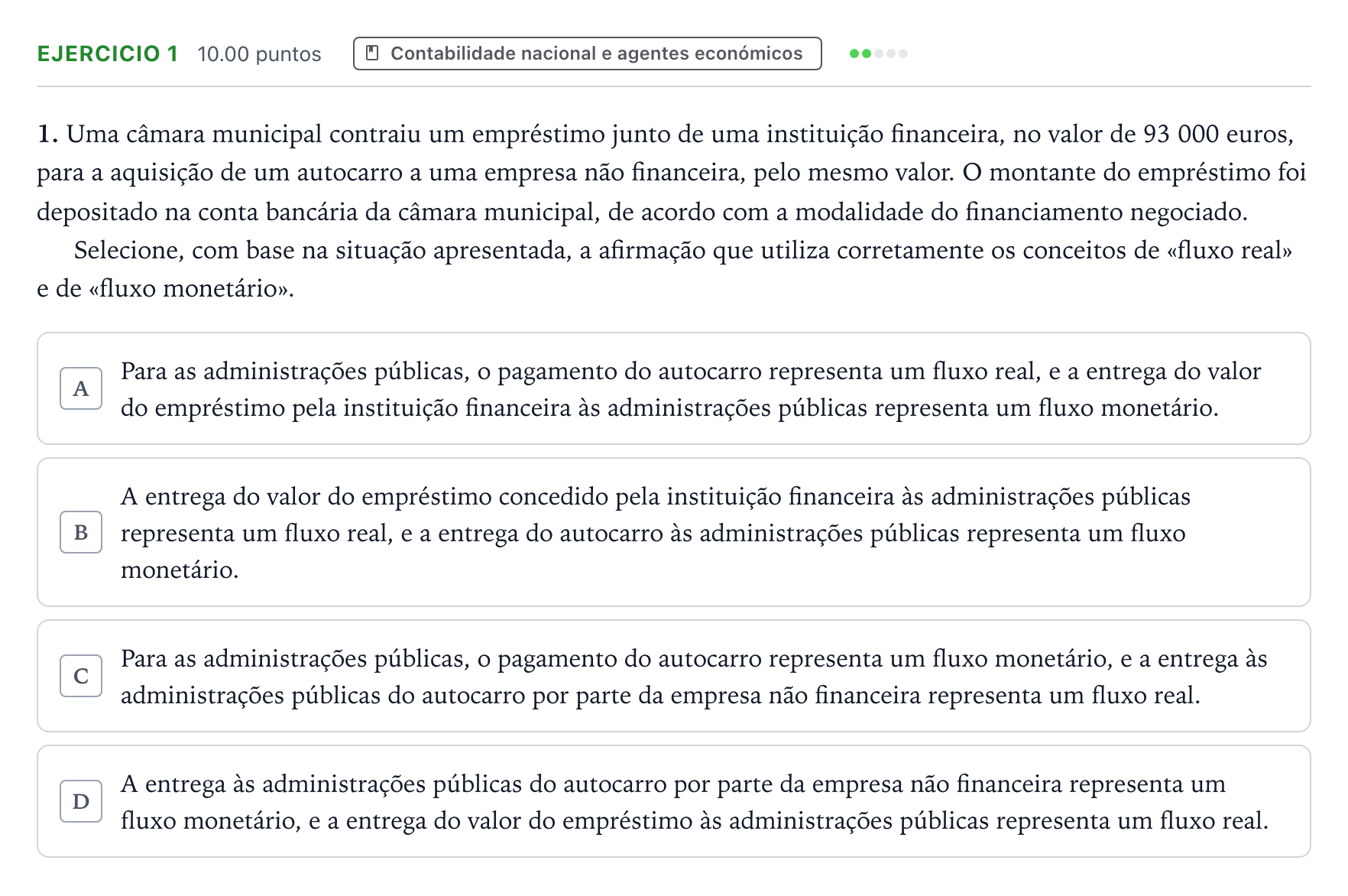 Enunciado: Exercício 1 · Exame Nacional Economia A 1.ª fase 2026