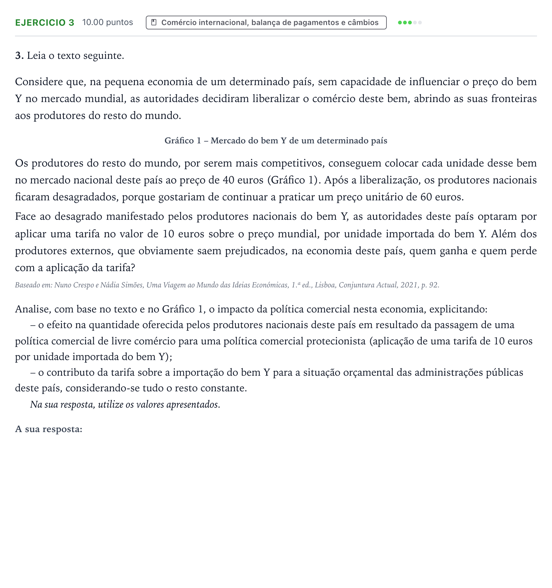 Enunciado: Exercício 3 · Exame Nacional Economia A 1.ª fase 2026