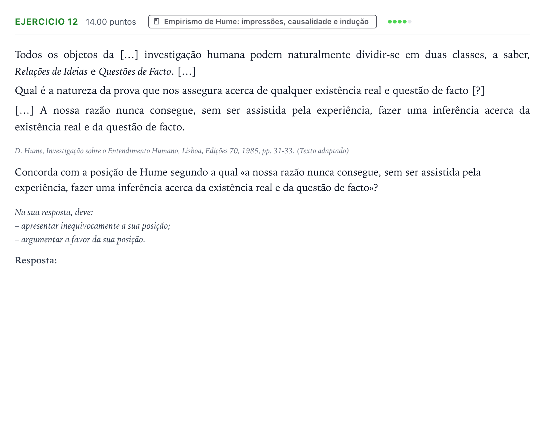 Enunciado: Exercício 12 · Exame Nacional Filosofia 1.ª fase 2026
