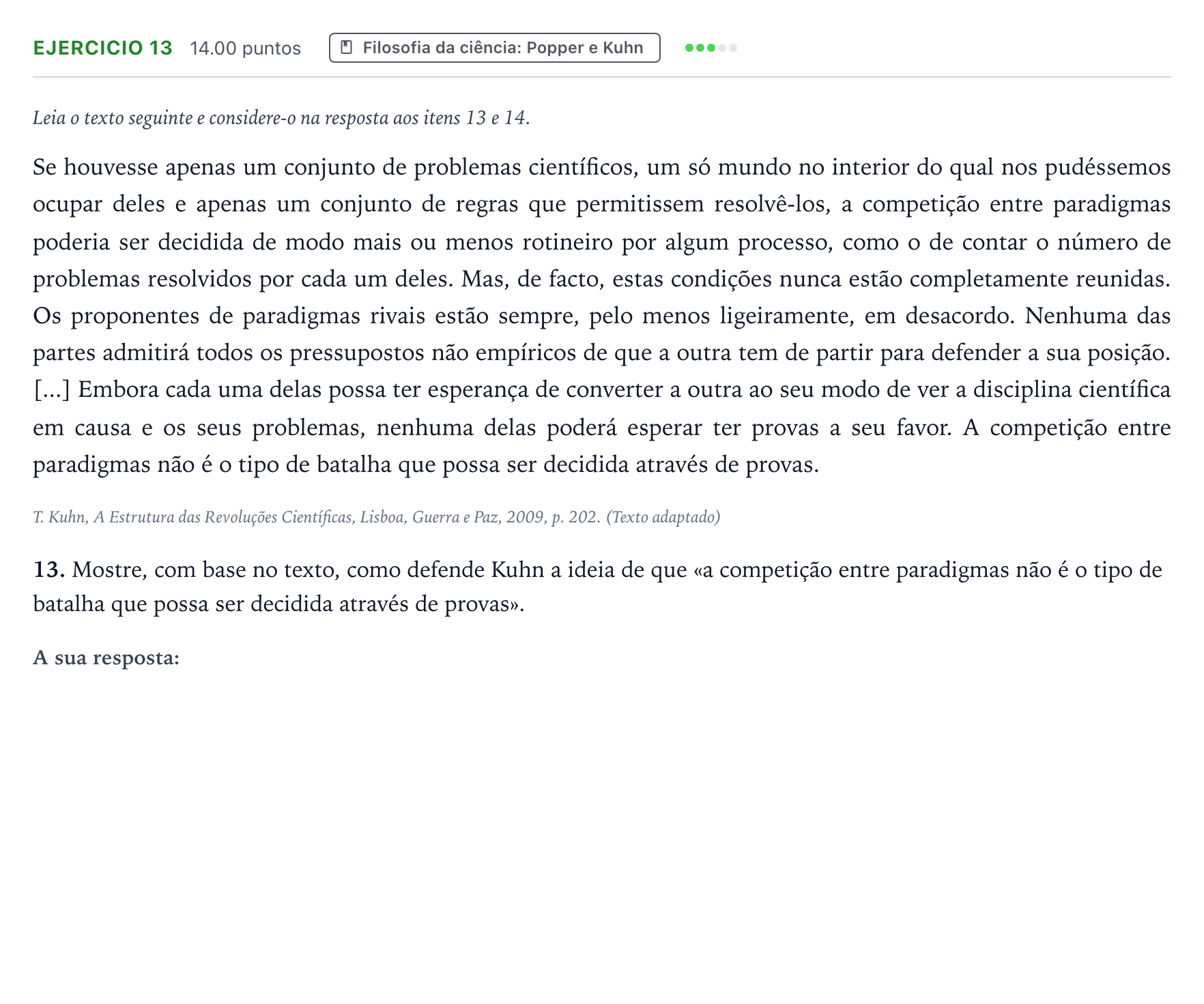 Enunciado: Exercício 13 · Exame Nacional Filosofia 1.ª fase 2026