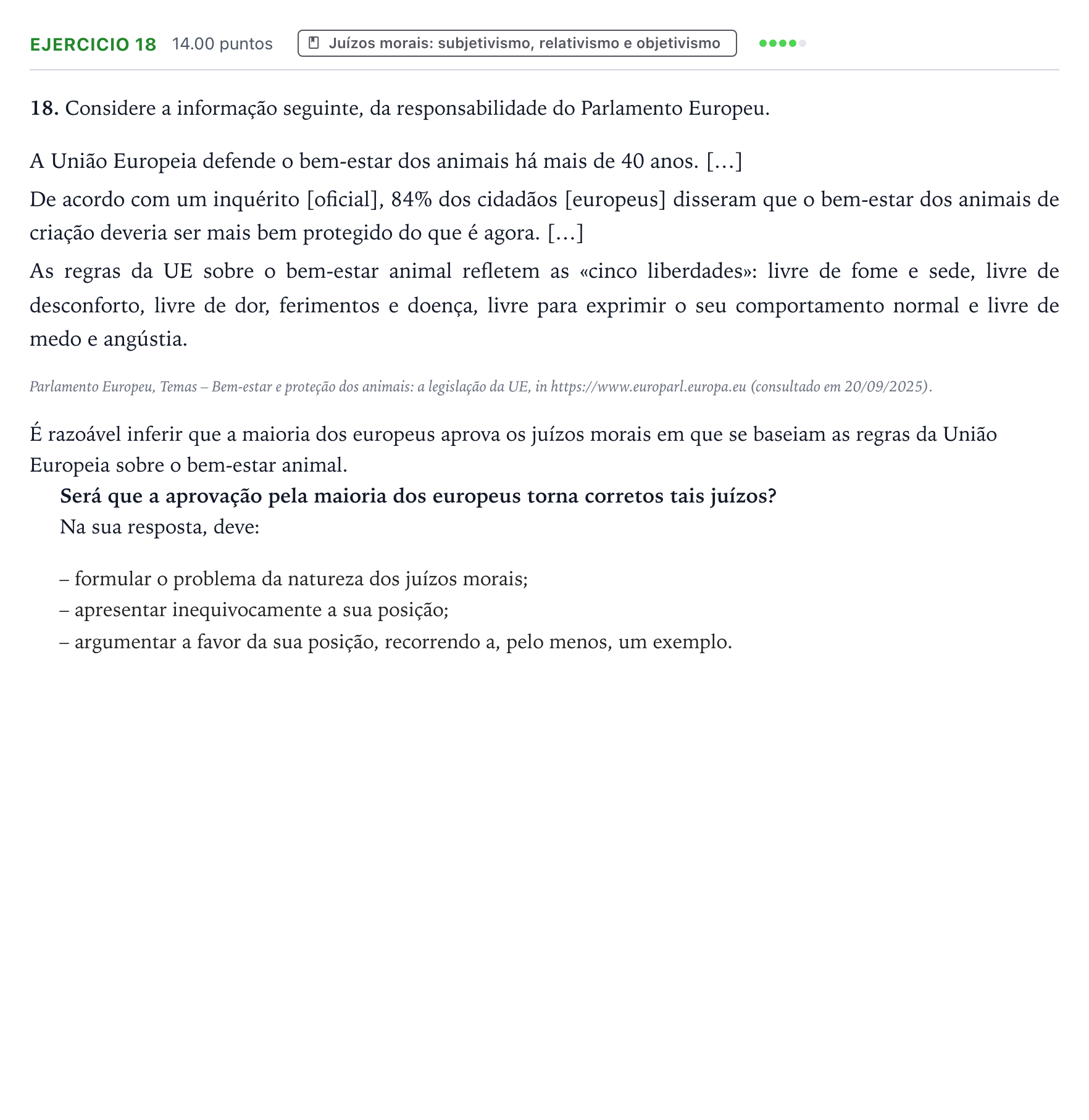 Enunciado: Exercício 18 · Exame Nacional Filosofia 1.ª fase 2026