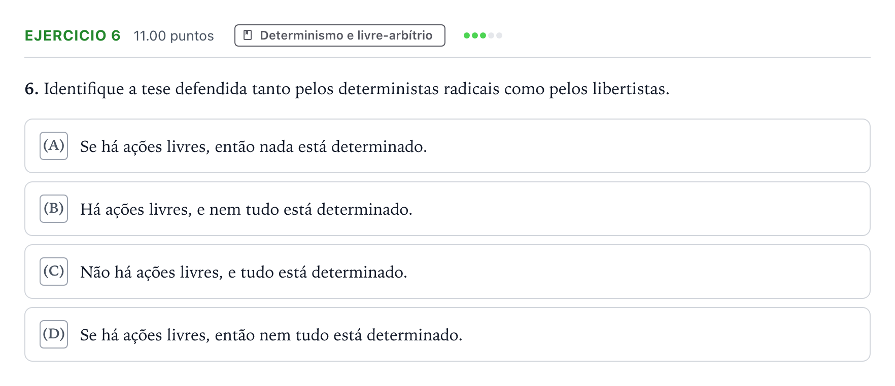 Enunciado: Exercício 6 · Exame Nacional Filosofia 1.ª fase 2026