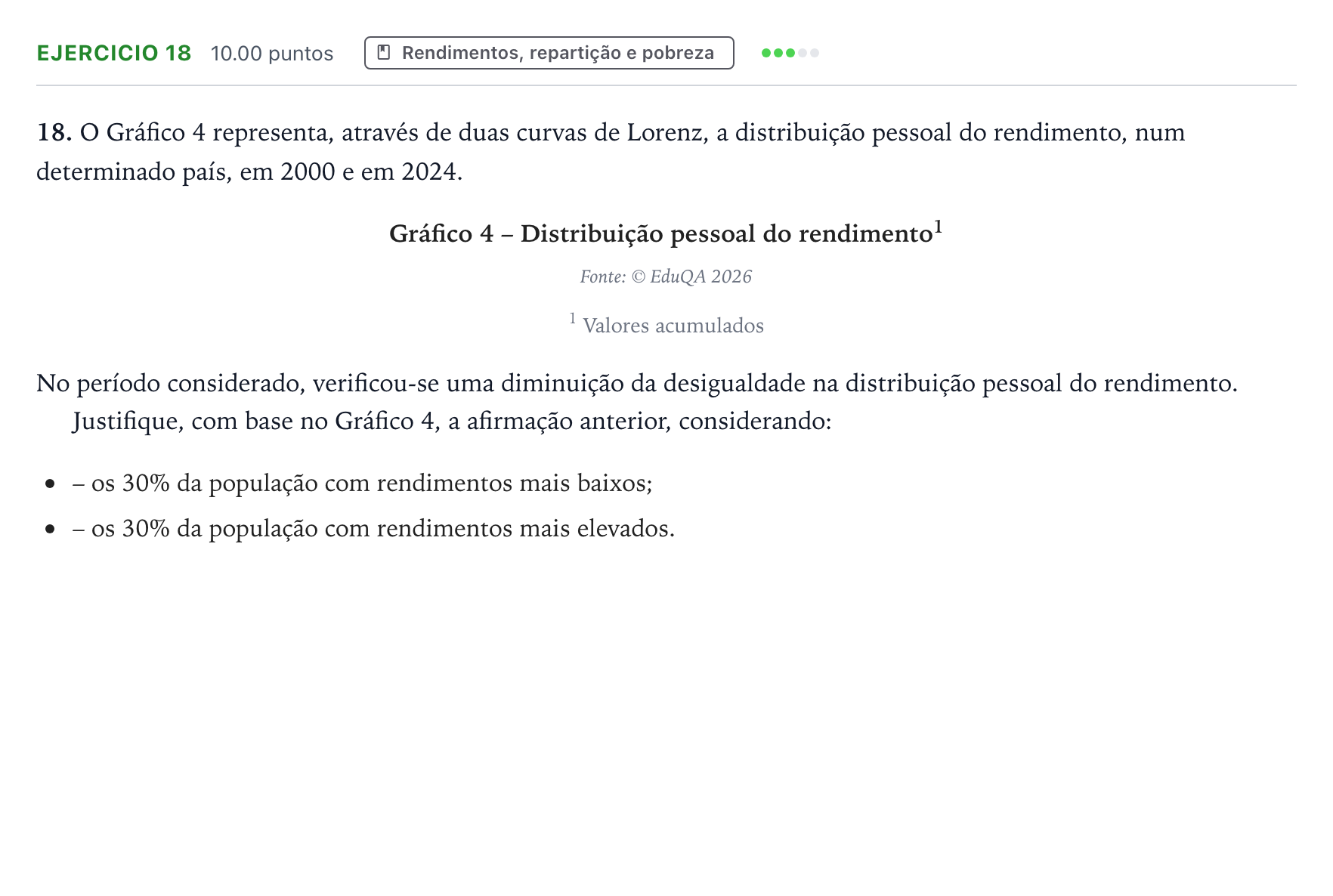 Enunciado: Exercício 18 · Exame Nacional Economia A 2.ª fase 2026