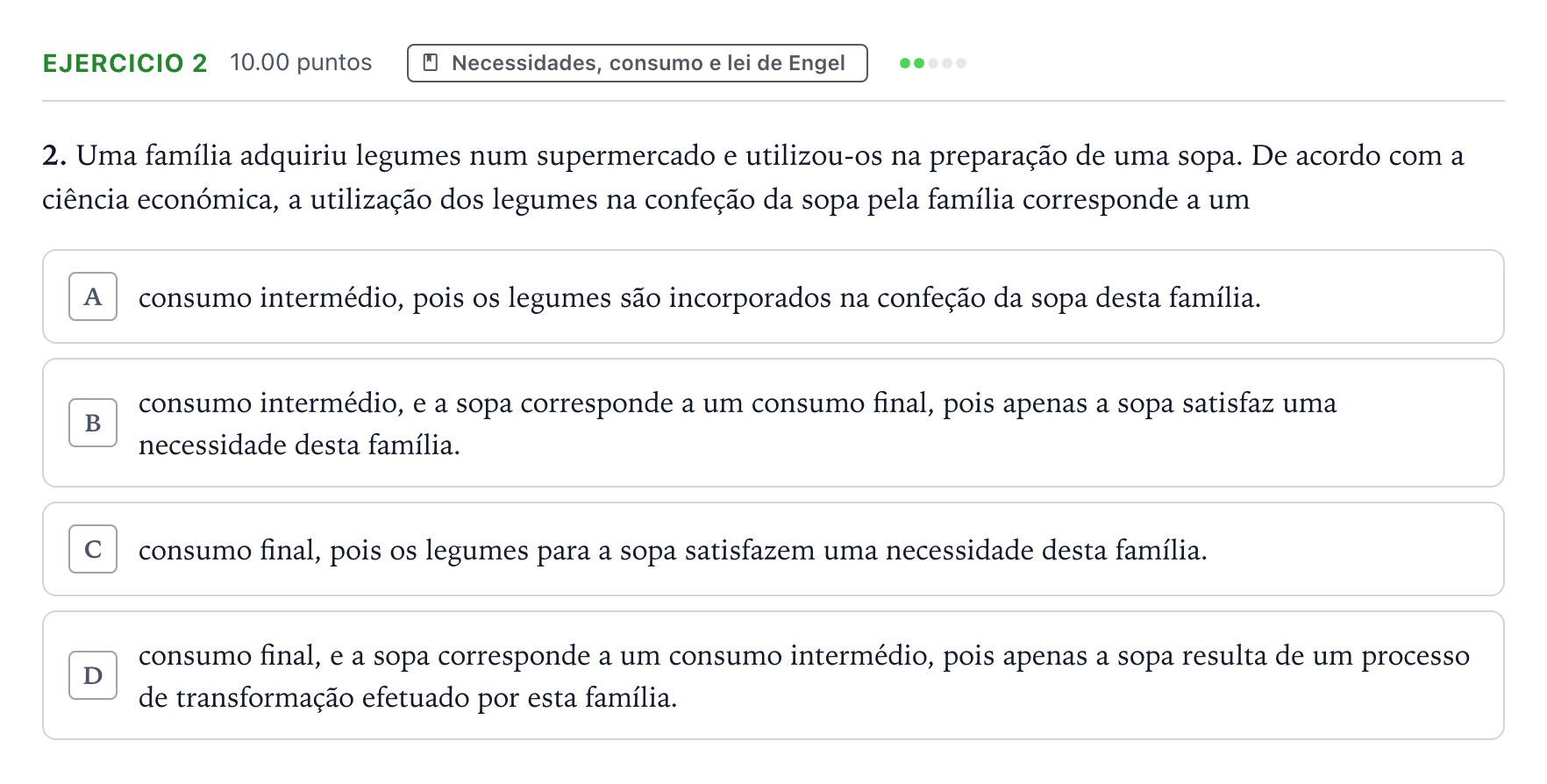 Enunciado: Exercício 2 · Exame Nacional Economia A 2.ª fase 2026