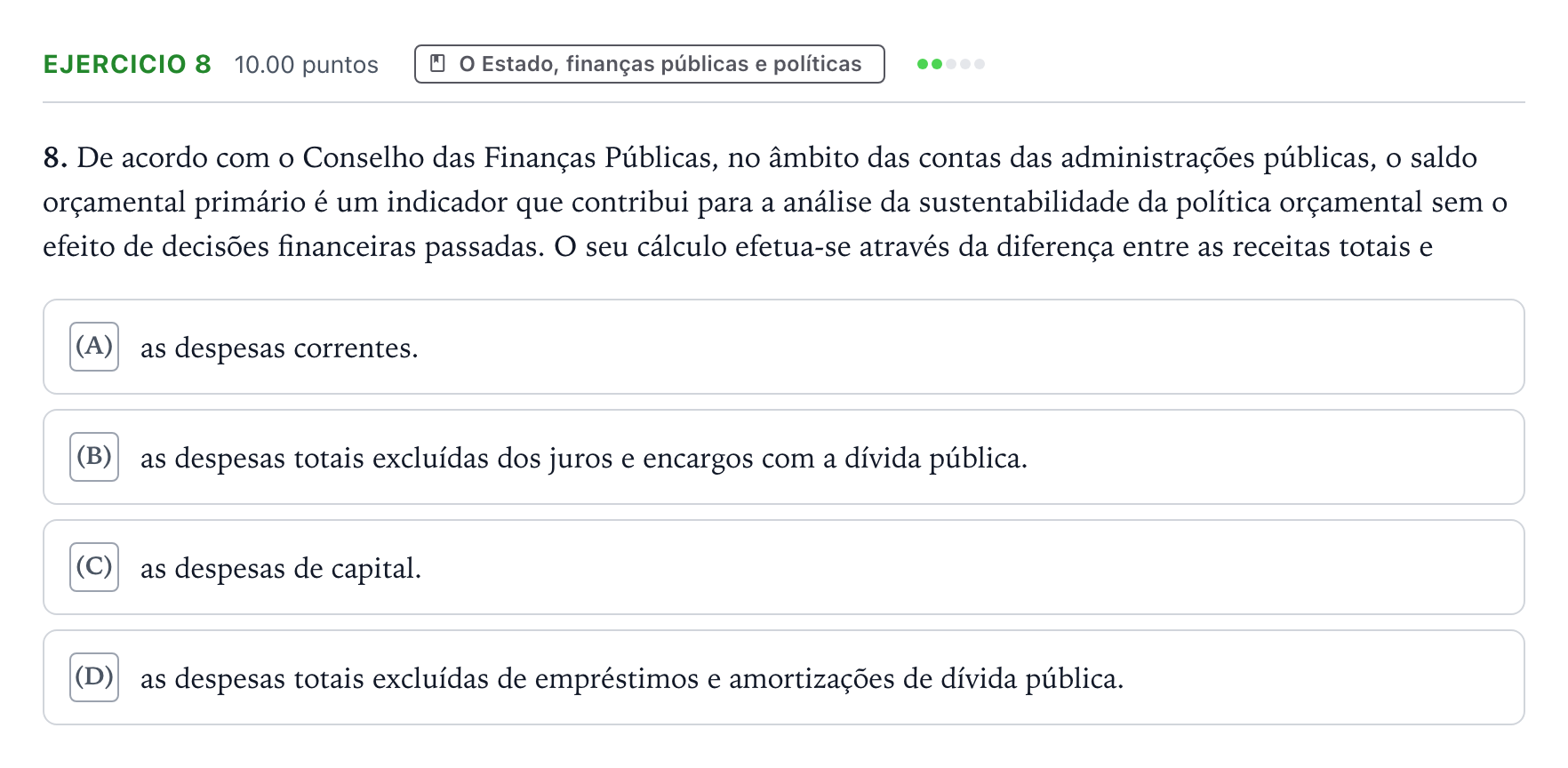 Enunciado: Exercício 8 · Exame Nacional Economia A 2.ª fase 2026