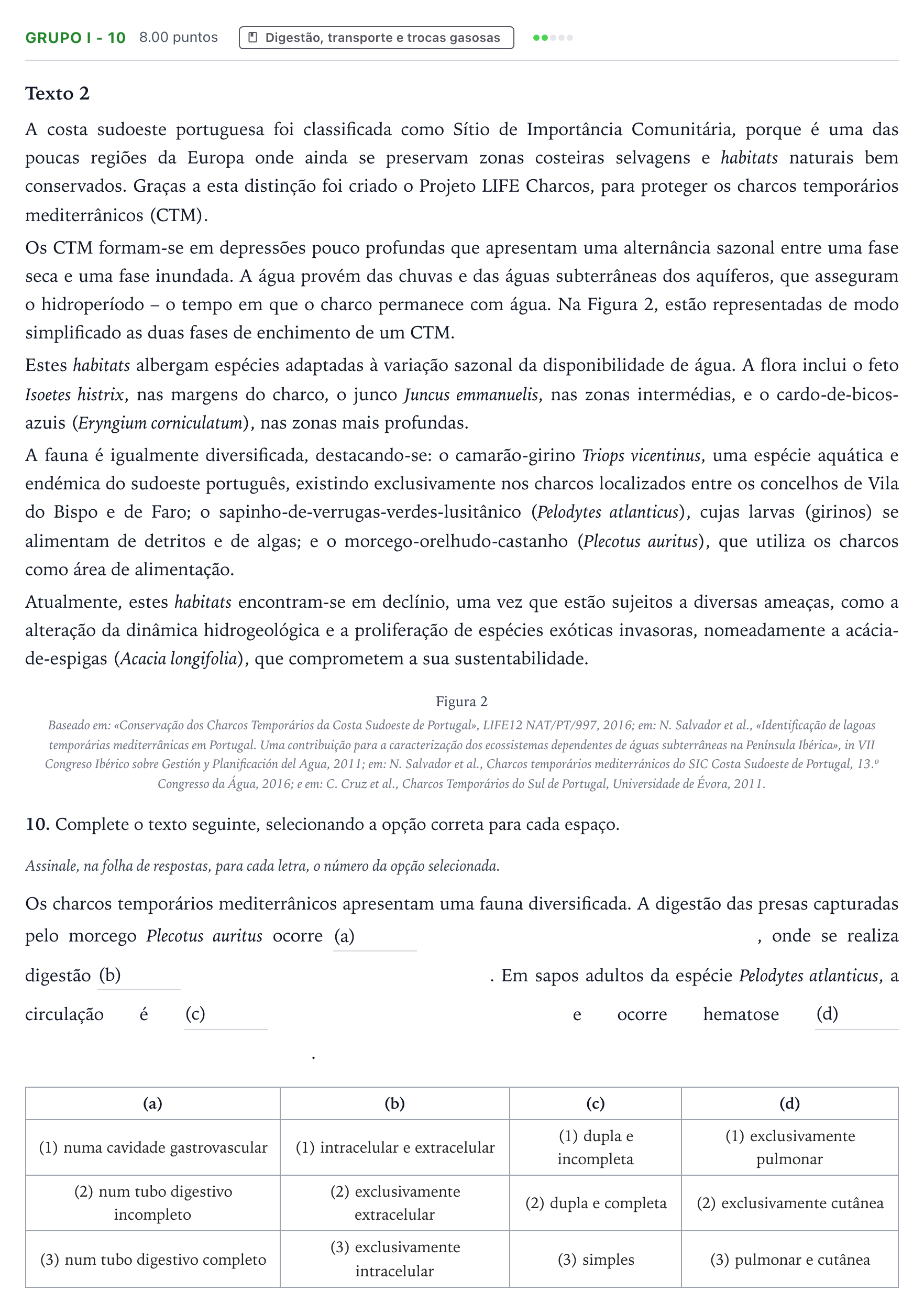 Enunciado: Grupo I - 10 · Exame Nacional Biologia e Geologia 2.ª fase 2026