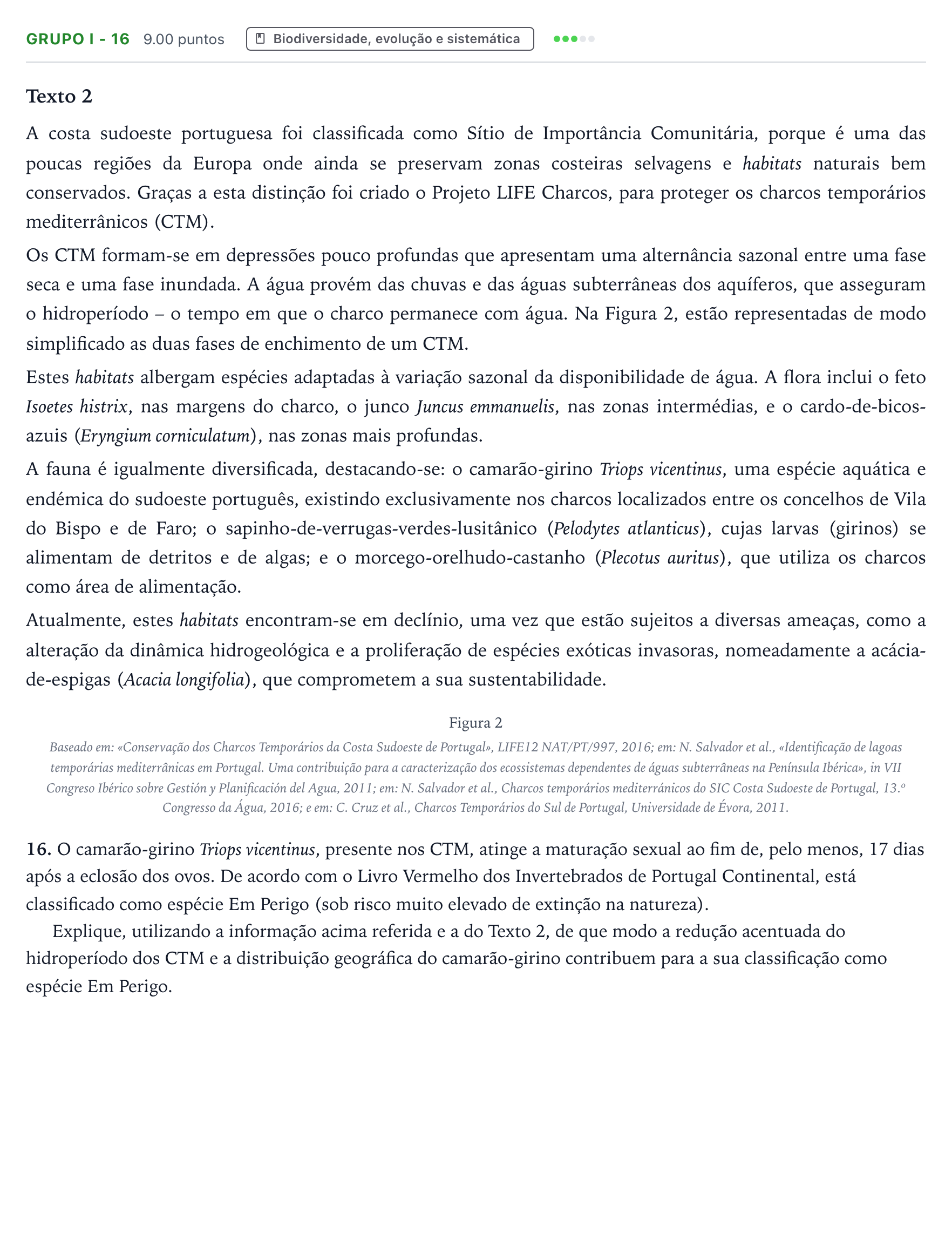 Enunciado: Grupo I - 16 · Exame Nacional Biologia e Geologia 2.ª fase 2026