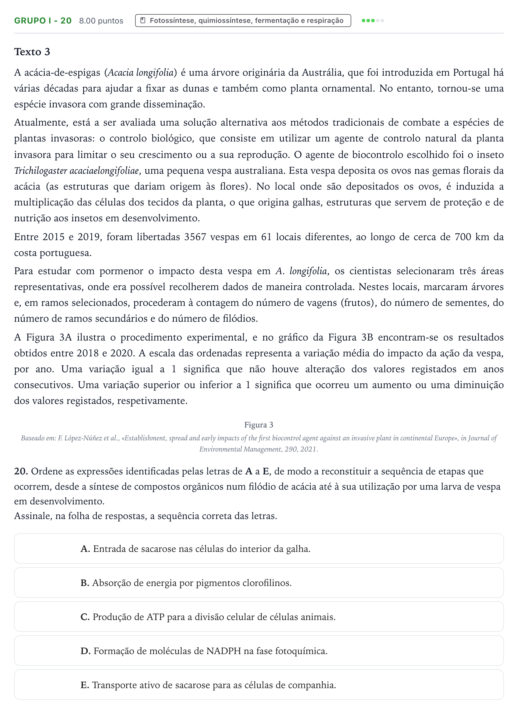 Enunciado: Grupo I - 20 · Exame Nacional Biologia e Geologia 2.ª fase 2026