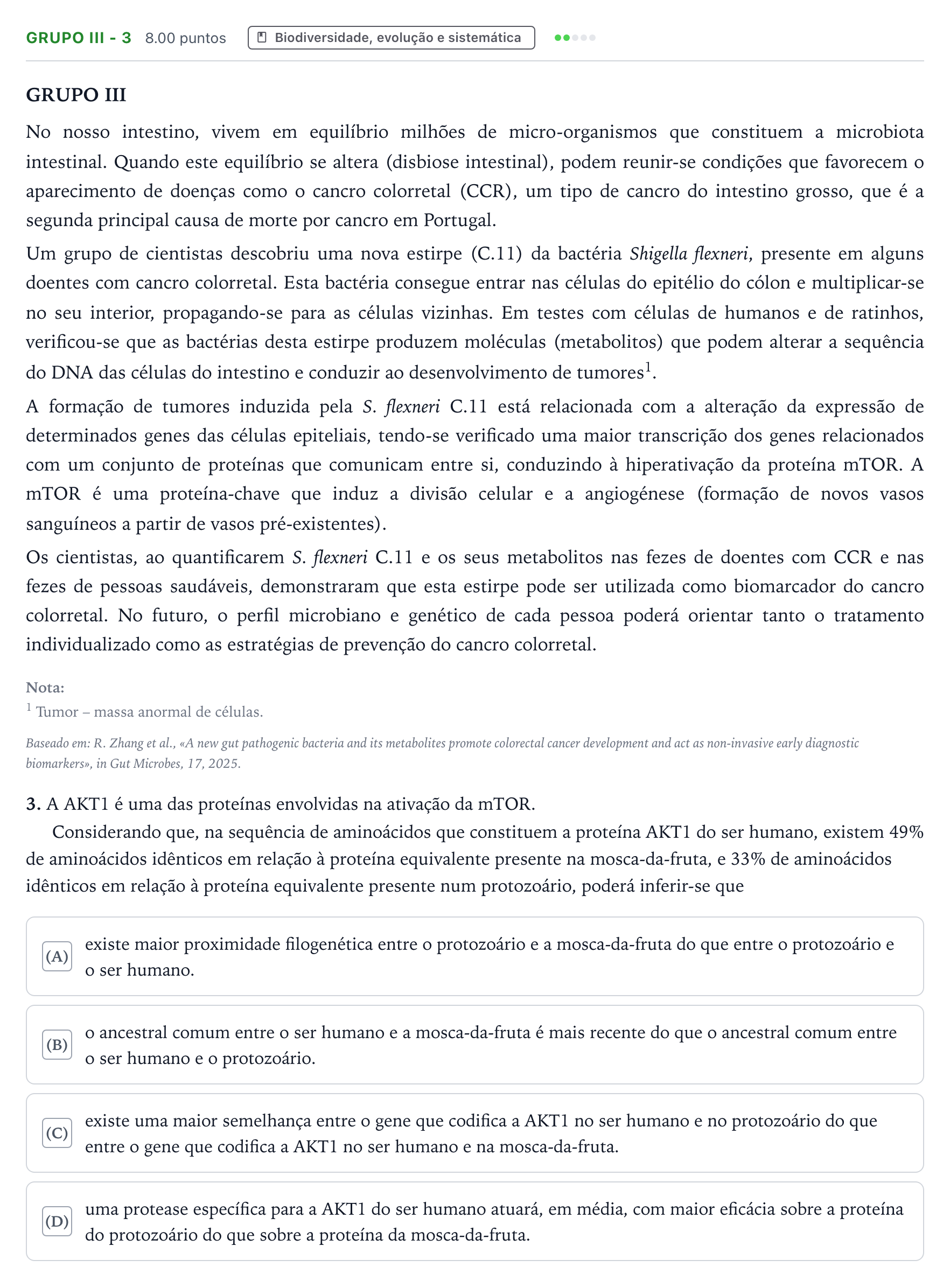 Enunciado: Grupo III - 3 · Exame Nacional Biologia e Geologia 2.ª fase 2026